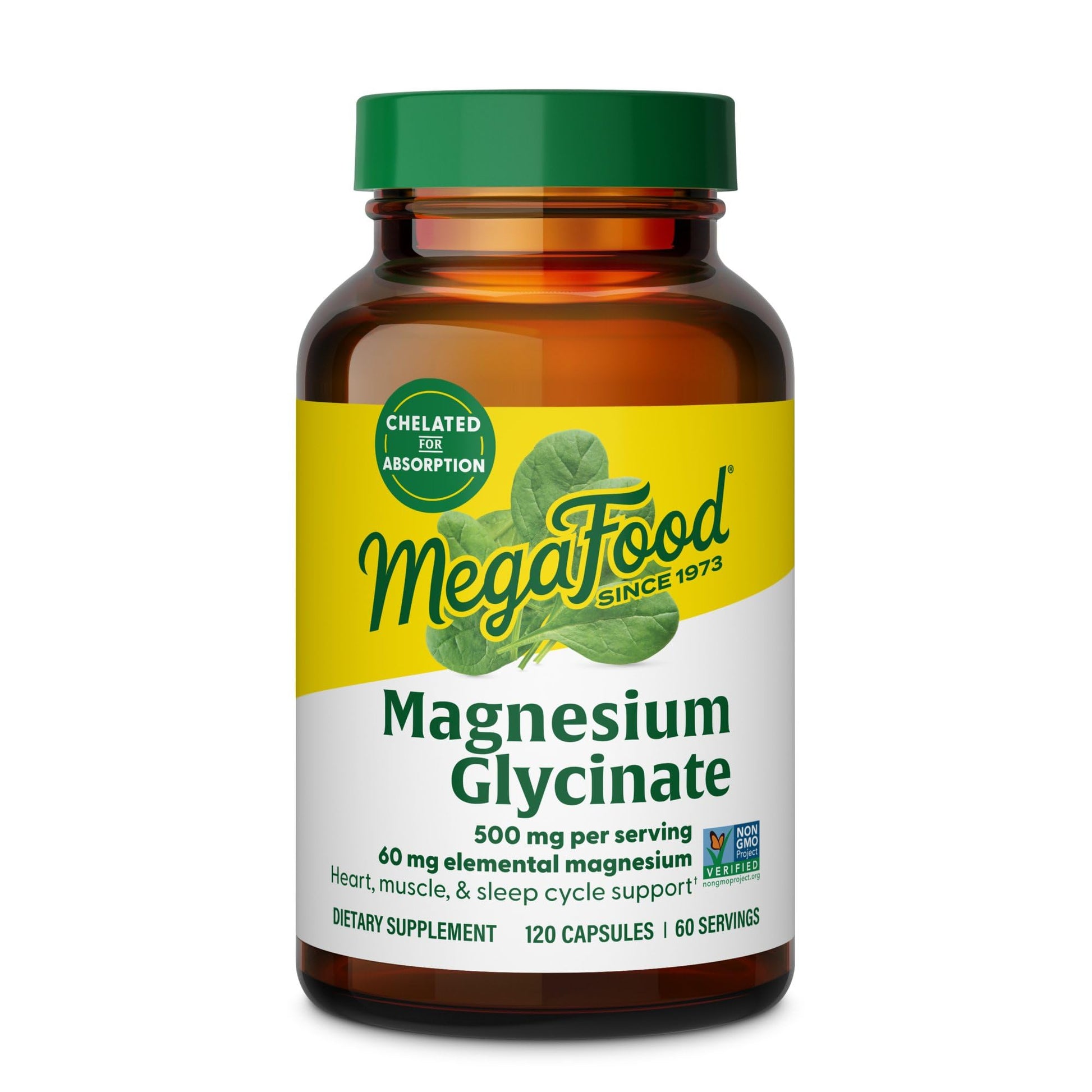 MegaFood Magnesium Glycinate 500mg - Chelated Magnesium Supplement - 60mg Elemental Magnesium - Gentle on the Stomach - Supports Normal Sleep Cycle & Healthy Stress Response - 120 Capsules 60 Servings MegaFood buy supplements canada