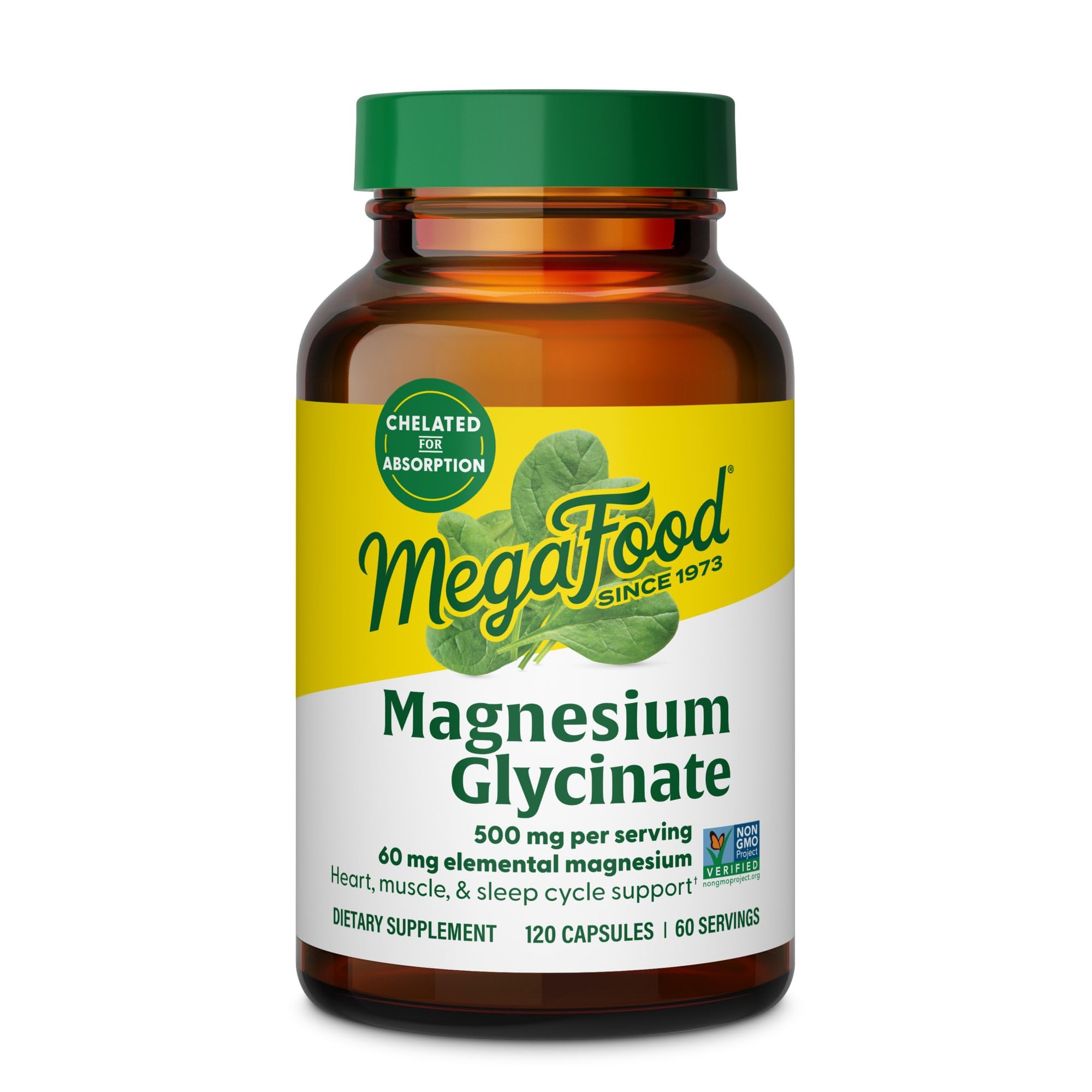 MegaFood Magnesium Glycinate 500mg - Chelated Magnesium Supplement - 60mg Elemental Magnesium - Gentle on the Stomach - Supports Normal Sleep Cycle & Healthy Stress Response - 120 Capsules 60 Servings MegaFood buy supplements canada