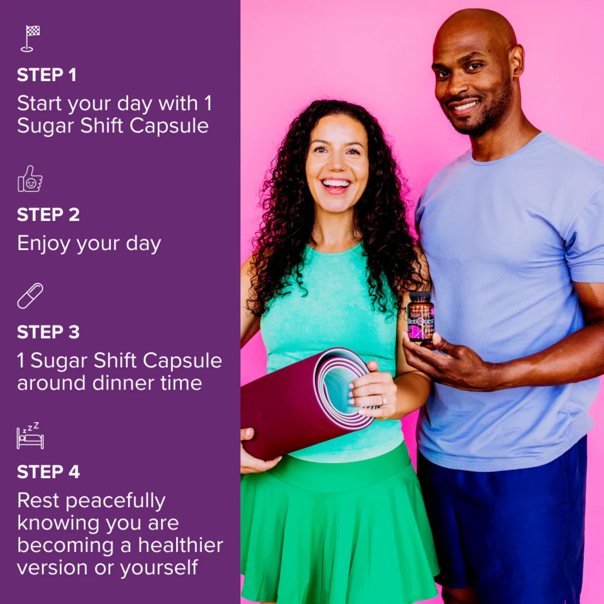 BiotiQuest Sugar Shift Probiotic | Helps Decrease Sugar & Carb Cravings and Supports Digestive Balance | 22 Billion CFU | Non-GMO, Gluten-Free, & Vegan | 60 Servings BiotiQuest buy supplements canada