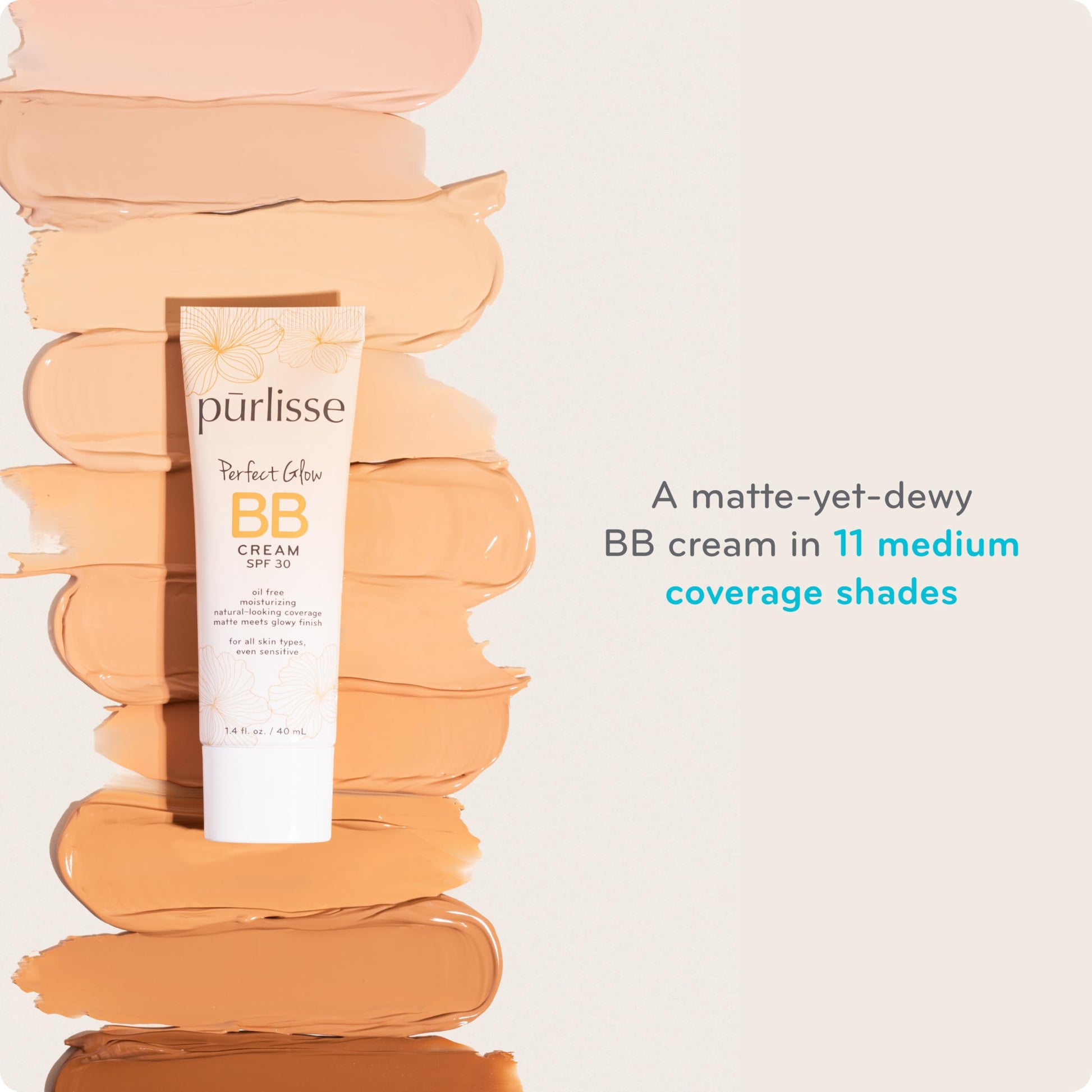 pūrlisse Perfect Glow BB Cream with SPF 30 - Matte Meets Dewy Finish - Enriched with Goji & Hawthorn Berry to Help Improve Skin Texture & Radiance - Medium Golden (1.4 oz) pūrlisse buy supplements canada