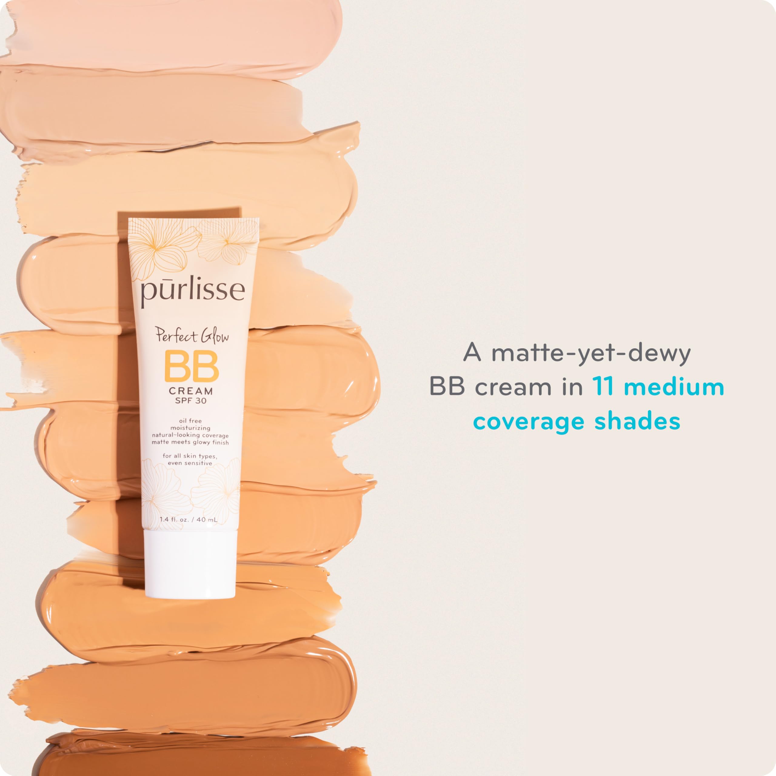pūrlisse Perfect Glow BB Cream with SPF 30 - Matte Meets Dewy Finish - Enriched with Goji & Hawthorn Berry to Help Improve Skin Texture & Radiance - Medium Golden (1.4 oz) pūrlisse buy supplements canada