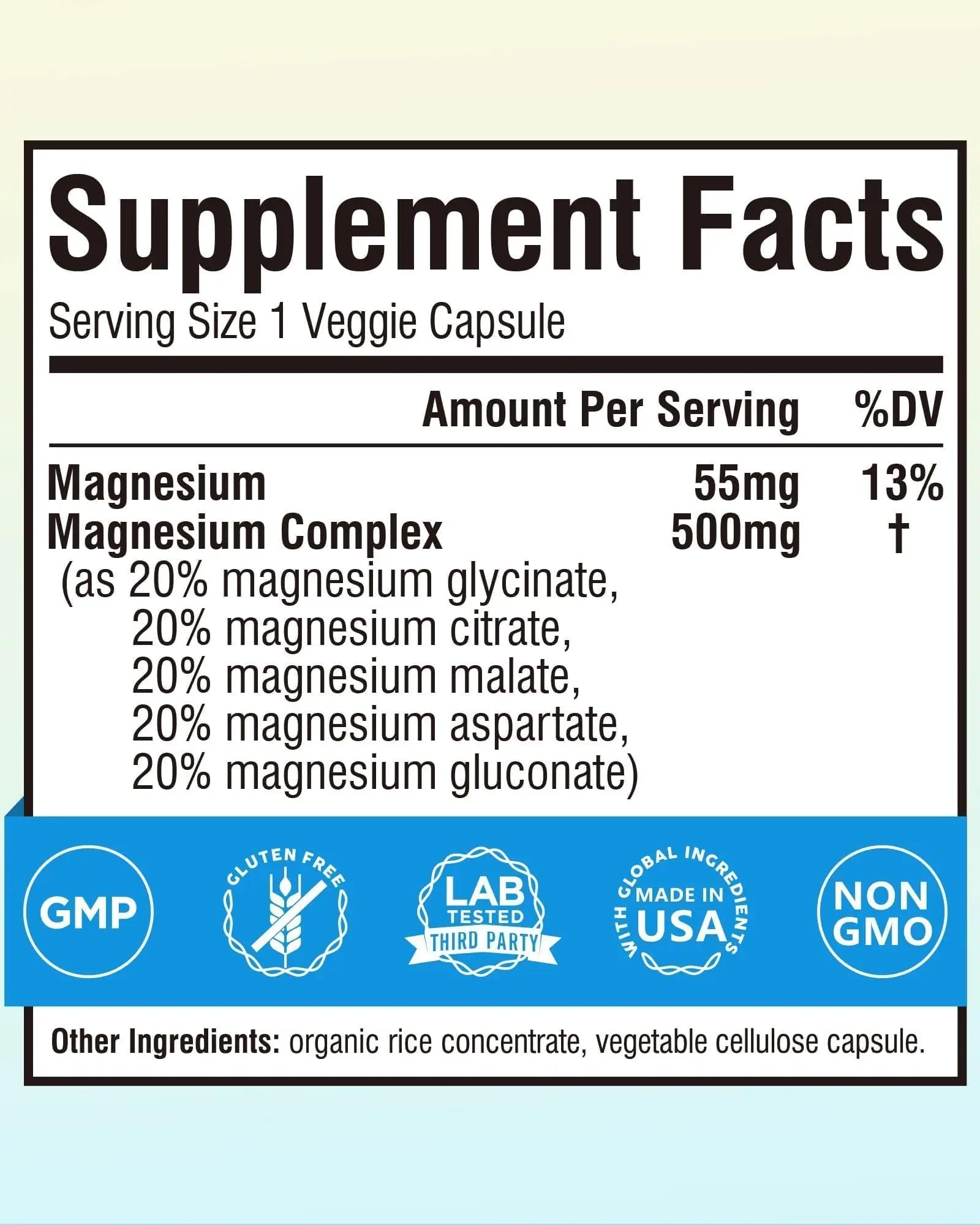Terranics 5-in-1 Magnesium Complex Supplement 500mg - 5 Forms High Absorption Magnesium Glycinate Citrate Malate Aspartate Gluconate for Sleep Heart Health - Non-GMO 120 Vegan Capsules Terranics buy supplements canada