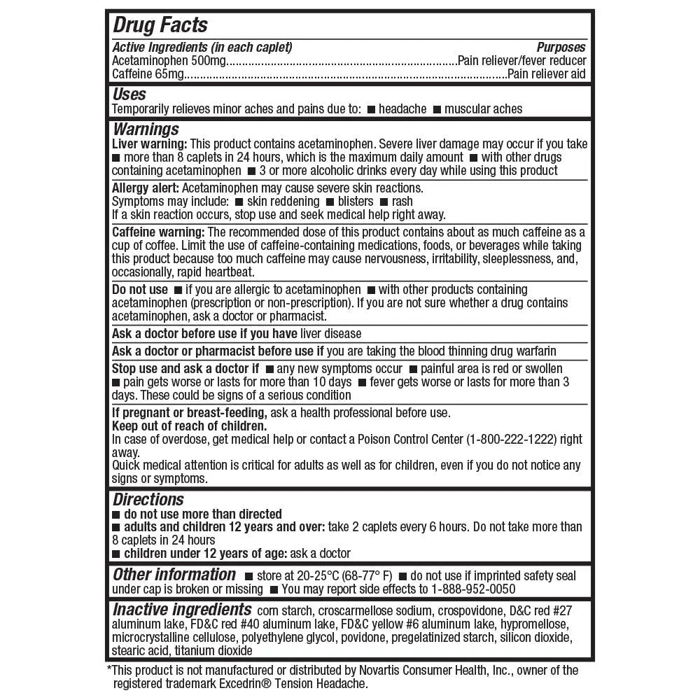 HealthA2Z® Tension Headache Relief | Acetaminophen 500mg | Caffeine 65mg | Pain Reliever Aid | Aspirin Free (200 caplets (Pack of 1)) HealthA2Z buy supplements canada