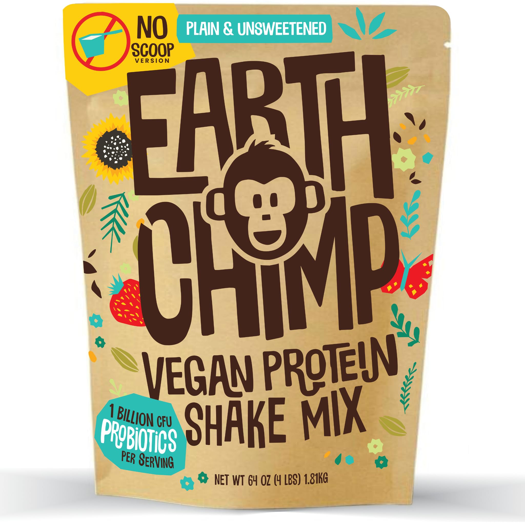 EarthChimp Organic Vegan Protein Powder - with Probiotics - Non GMO, Dairy Free EarthChimp buy supplements canada