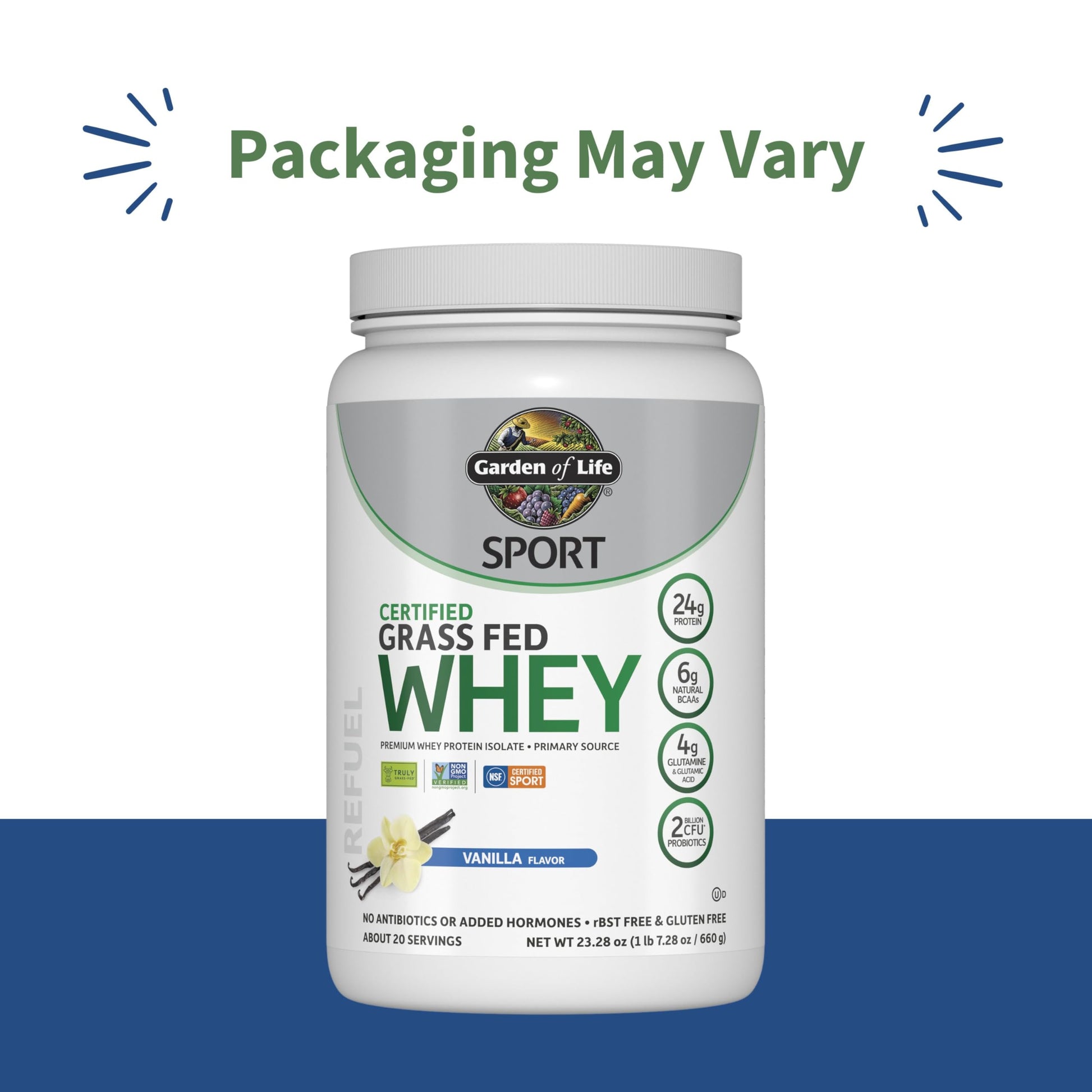 Garden of Life Sport Grass Fed Whey Protein Powder – 24g Whey Protein Isolate for Women & Men with Probiotics & Glutamine, Non-GMO, Gluten-Free, Cold-Processed, Vanilla Flavor, 20 Servings Garden of Life buy supplements canada