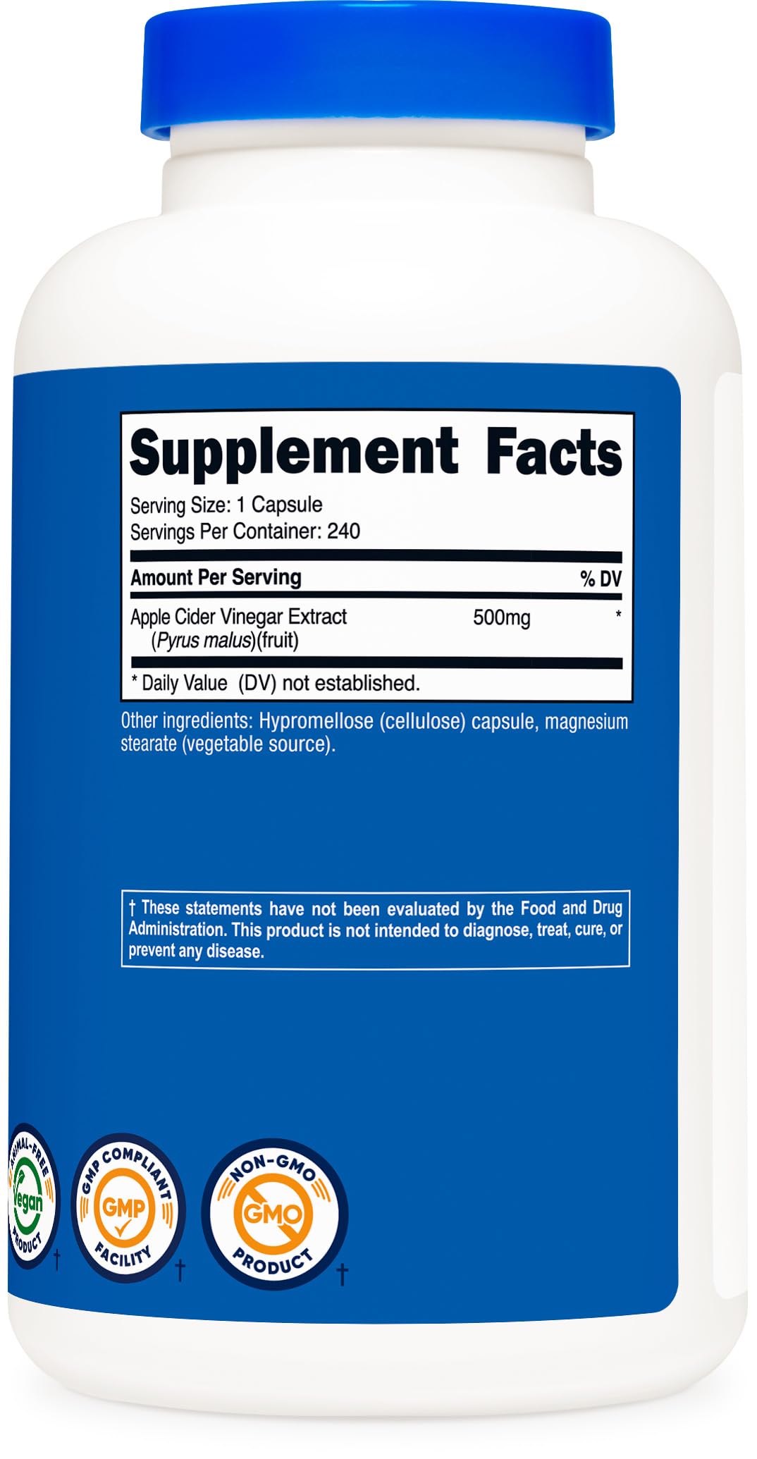 Nutricost Apple Cider Vinegar Capsules 500mg, 240 Vegetarian Capsules - Natural, Vegetarian, GMP, Non-GMO and Gluten Free Nutricost buy supplements canada