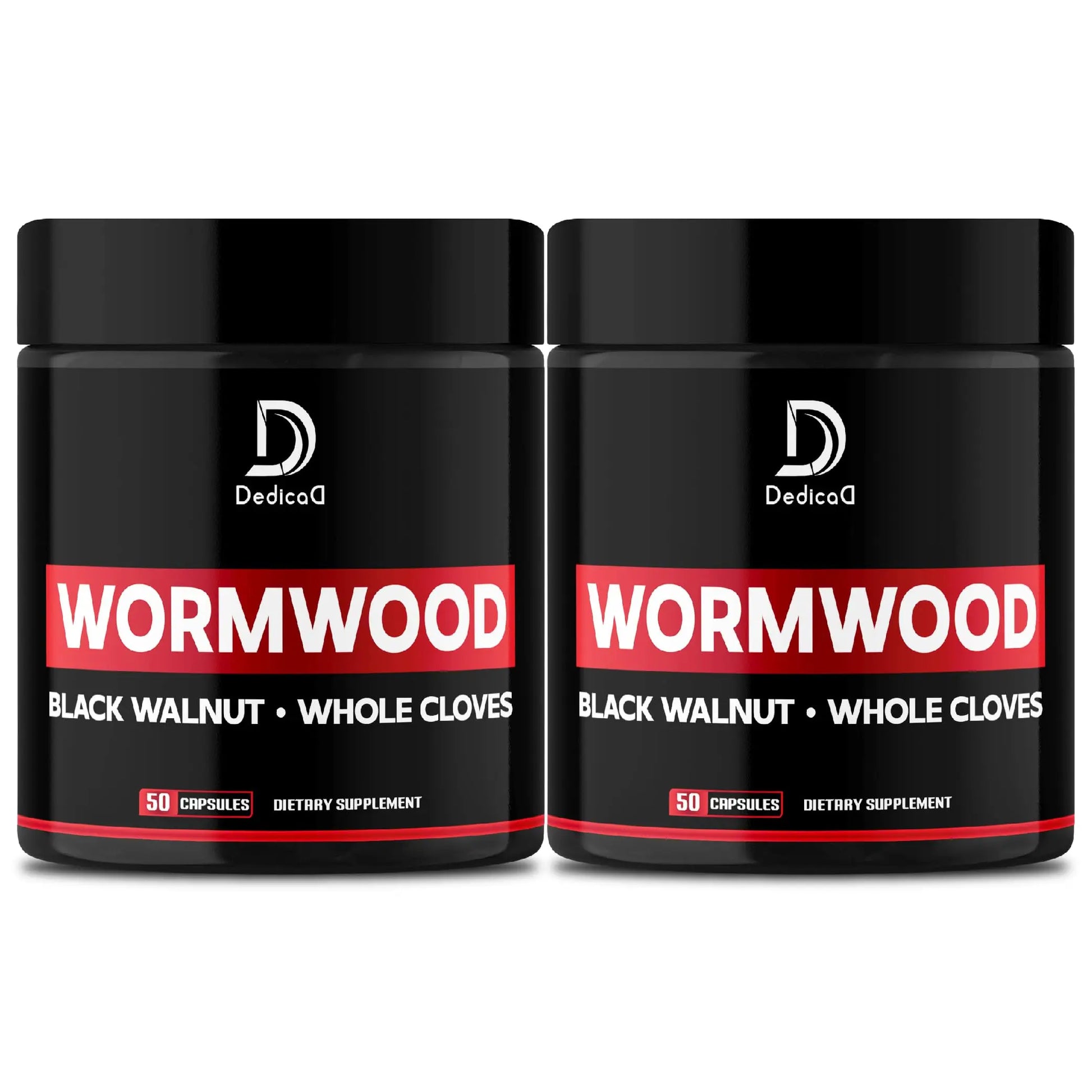 DEDICAD Wormwood Capsules - 12 Herbs Blended Black Walnut, Cloves, Ginger, Turmeric, Cinnamon, Apple, Quassia - 2 Packs 50 Capsules DEDICAD buy supplements canada