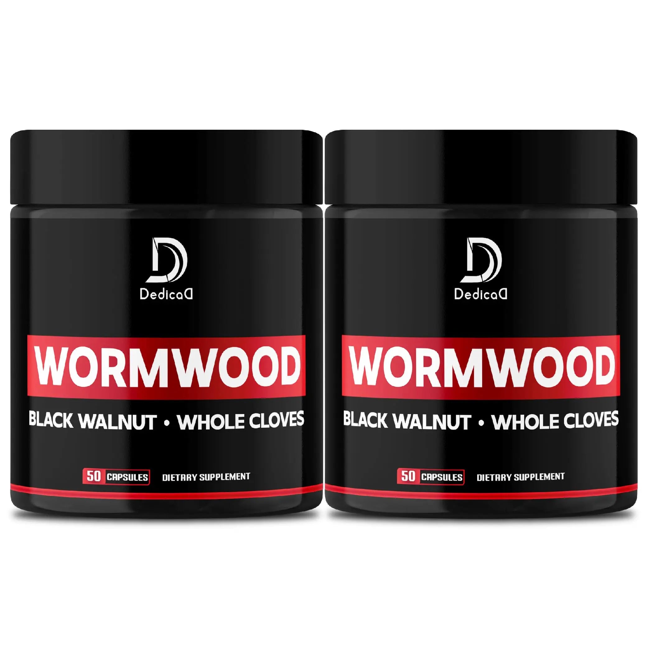 DEDICAD Wormwood Capsules - 12 Herbs Blended Black Walnut, Cloves, Ginger, Turmeric, Cinnamon, Apple, Quassia - 2 Packs 50 Capsules DEDICAD buy supplements canada