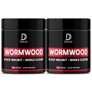 DEDICAD Wormwood Capsules - 12 Herbs Blended Black Walnut, Cloves, Ginger, Turmeric, Cinnamon, Apple, Quassia - 2 Packs 50 Capsules DEDICAD buy supplements canada