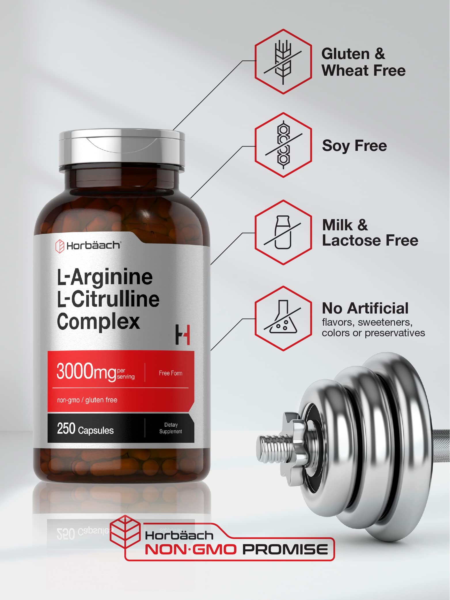 Horbäach L-Arginine L-Citrulline Complex | 3000mg | 250 Capsules | Non-GMO, Gluten Free Supplement Horbäach buy supplements canada