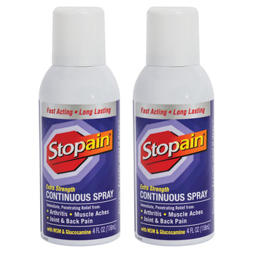 Stopain Pain Relief Spray 4oz (2 Pack) USA Made, Max Strength Fast Acting with MSM, Glucosamine, Menthol for Arthritis, Lower Back, Neck, HSA FSA Approved Topical Analgesic Products Stopain buy supplements canada