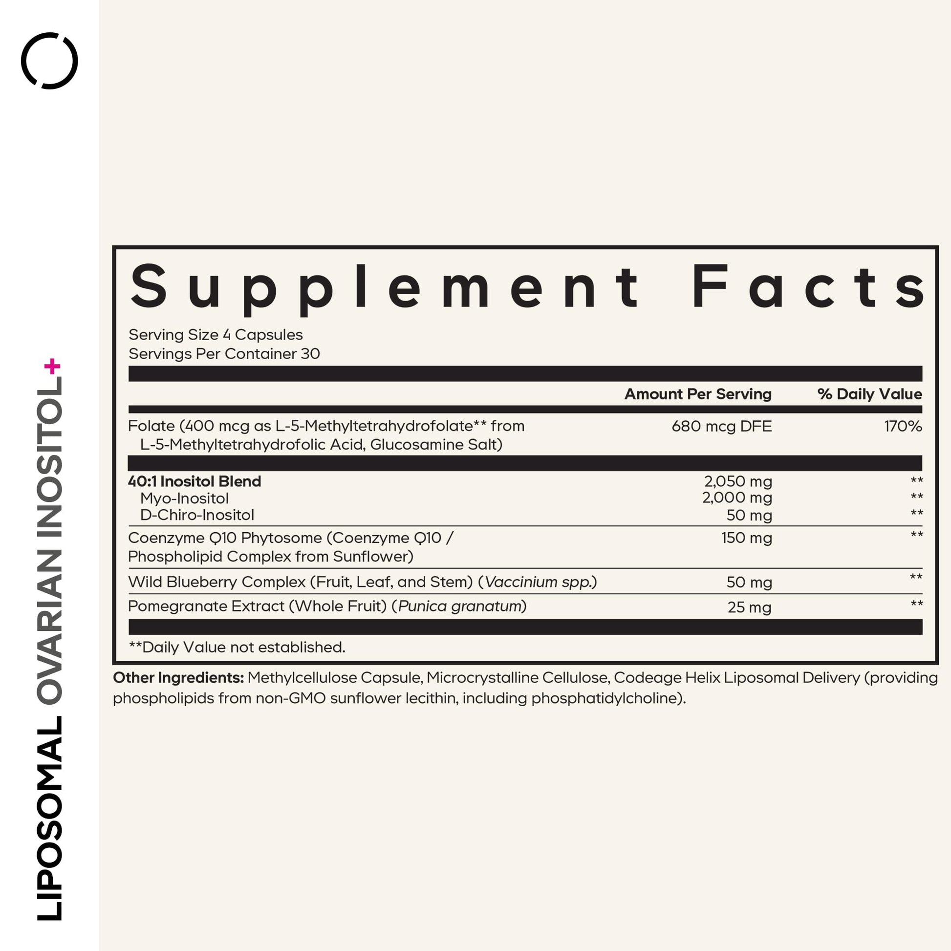 Codeage Liposomal Ovarian Inositol+ Supplement - Myo-Inositol & D-Chiro-Inositol 40:1 Blend, Folate 5-MTHF, CoQ10, Pomegranate & Wild Blueberry, Liposomal Delivery, Non-GMO, Gluten-Free - 120 Capsules Codeage buy supplements canada