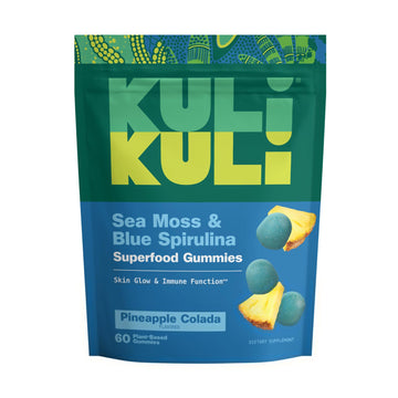 Kuli Kuli Sea Moss & Blue Spirulina Superfood Gummies - Pineapple Colada Flavor, 60 Count - Plant-Based Irish Sea Moss with Baobab & Vitamin C for Skin Glow, Immune Support & Collagen (1 Month Supply) Kuli Kuli buy supplements canada