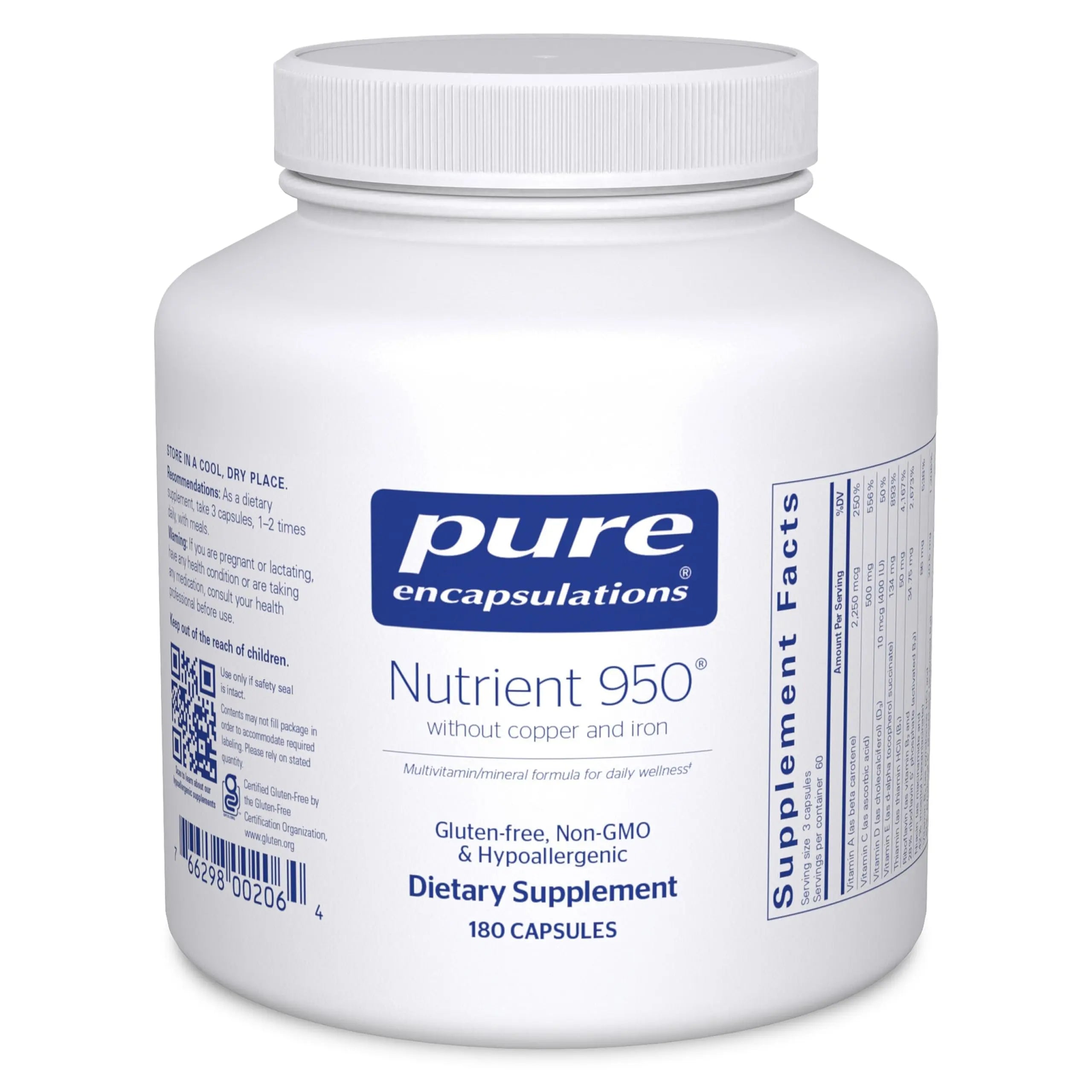 Pure Encapsulations Nutrient 950 Without Copper & Iron | Hypoallergenic Multi-Vitamin/Mineral Formula for Optimal Health | 180 Capsules Pure Encapsulations buy supplements canada