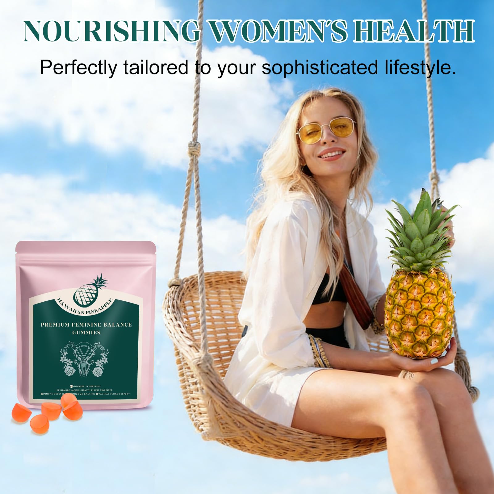 KLKIT Premium Feminine Balance Gummies, Pineapple Vaginal Probiotics for Women, pH Balance Feminine Gummies for Immune Support, Vegan & Gluten Free, 60 Count (30 Servings) KLKIT buy supplements canada