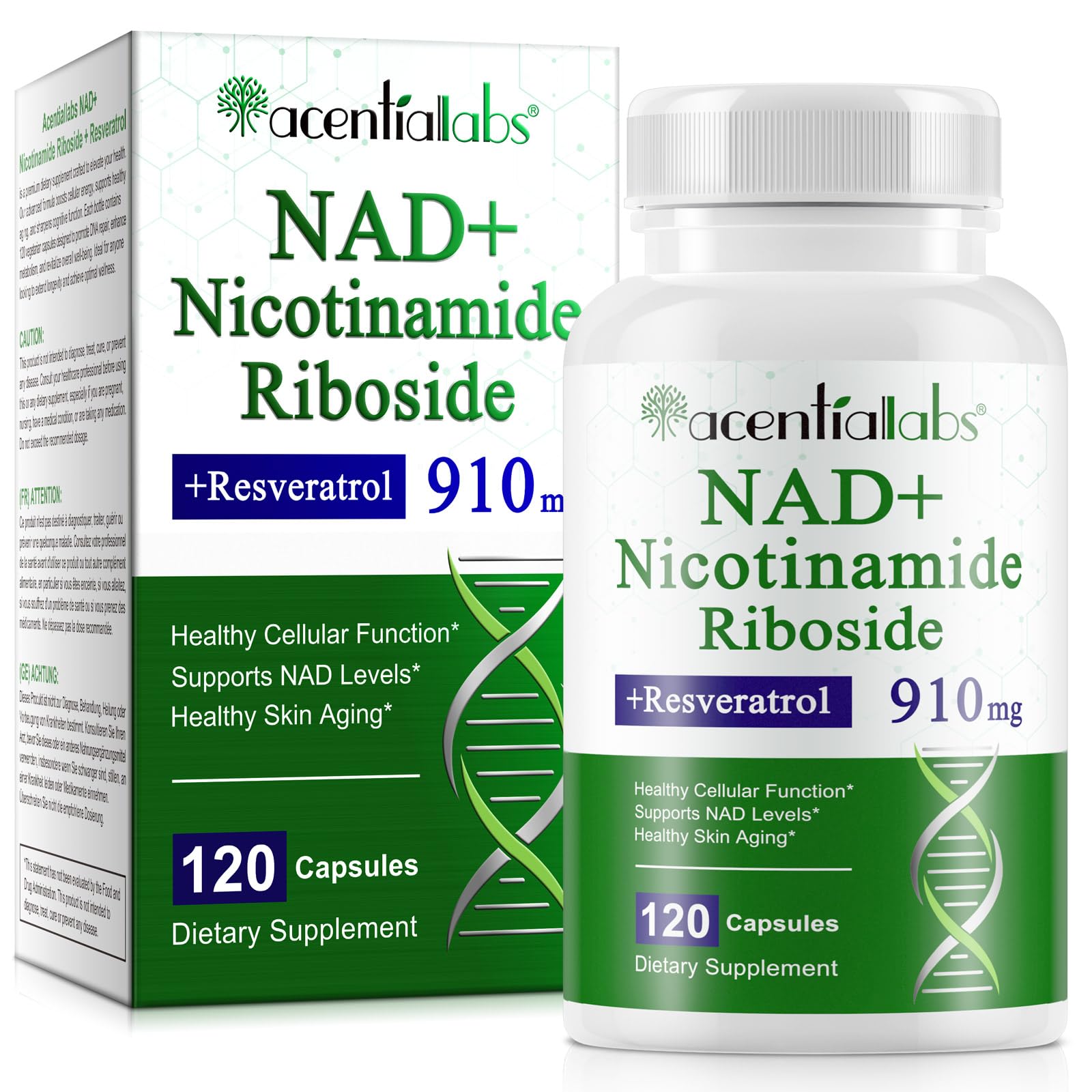 XINSZLIN NAD Supplement, NAD Nicotinamide Riboside Resveratrol 910mg, High Purity NAD Supplement for Healthy Cellular Function, Supports NAD Levels Healthy Skin Aging Dietary Supplement 120 Capsules XINSZLIN buy supplements canada