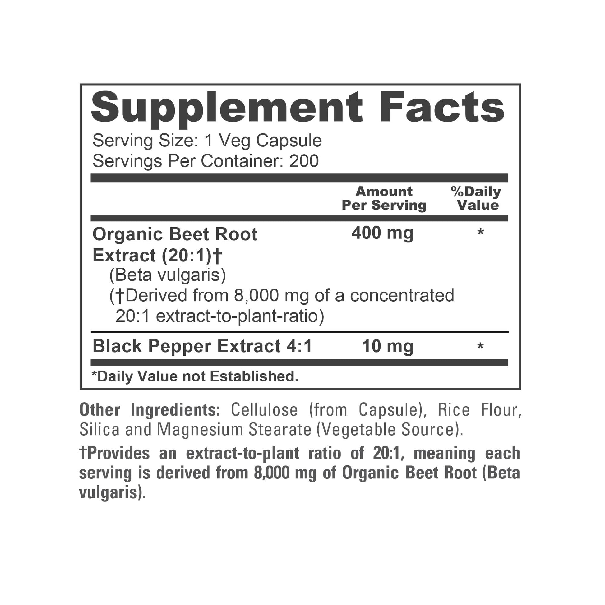 NusaPure Organic Beet Root 20:1 Extract, 400 mg Equivalent to 8,000 mg - Black Pepper 4:1 Extract, 10 mg - 200 Veggie caps (Vegan, Non-GMO) NusaPure buy supplements canada