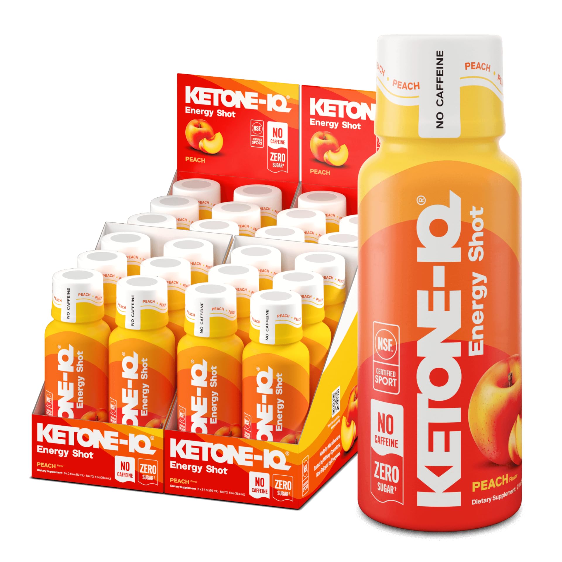 Ketone-IQ No Caffeine Performance Energy Shots – Ketone Fuel for Focus & Endurance, Metabolism Support, 10g Ketones, 24 Pack (Peach) Ketone-IQ buy supplements canada