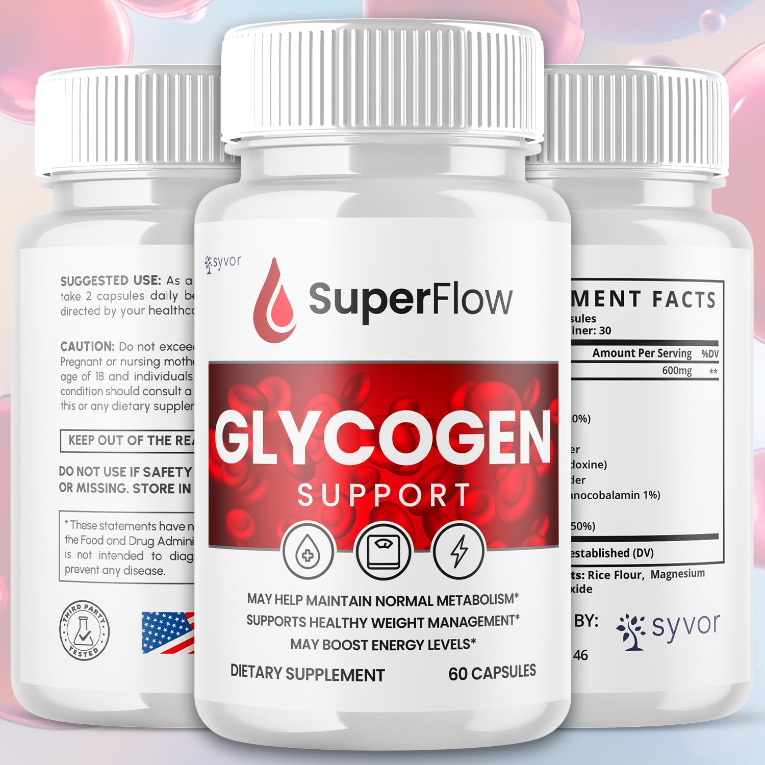 (2 Pack) Super Flow Glycogen Support, Official SuperFlow Advanced Formula Glyco Optimizer Capsules, All Natural Super Flow Pills, Daily Wellness Supplement to Support Healthy Balance (120 Capsules) Syvor buy supplements canada