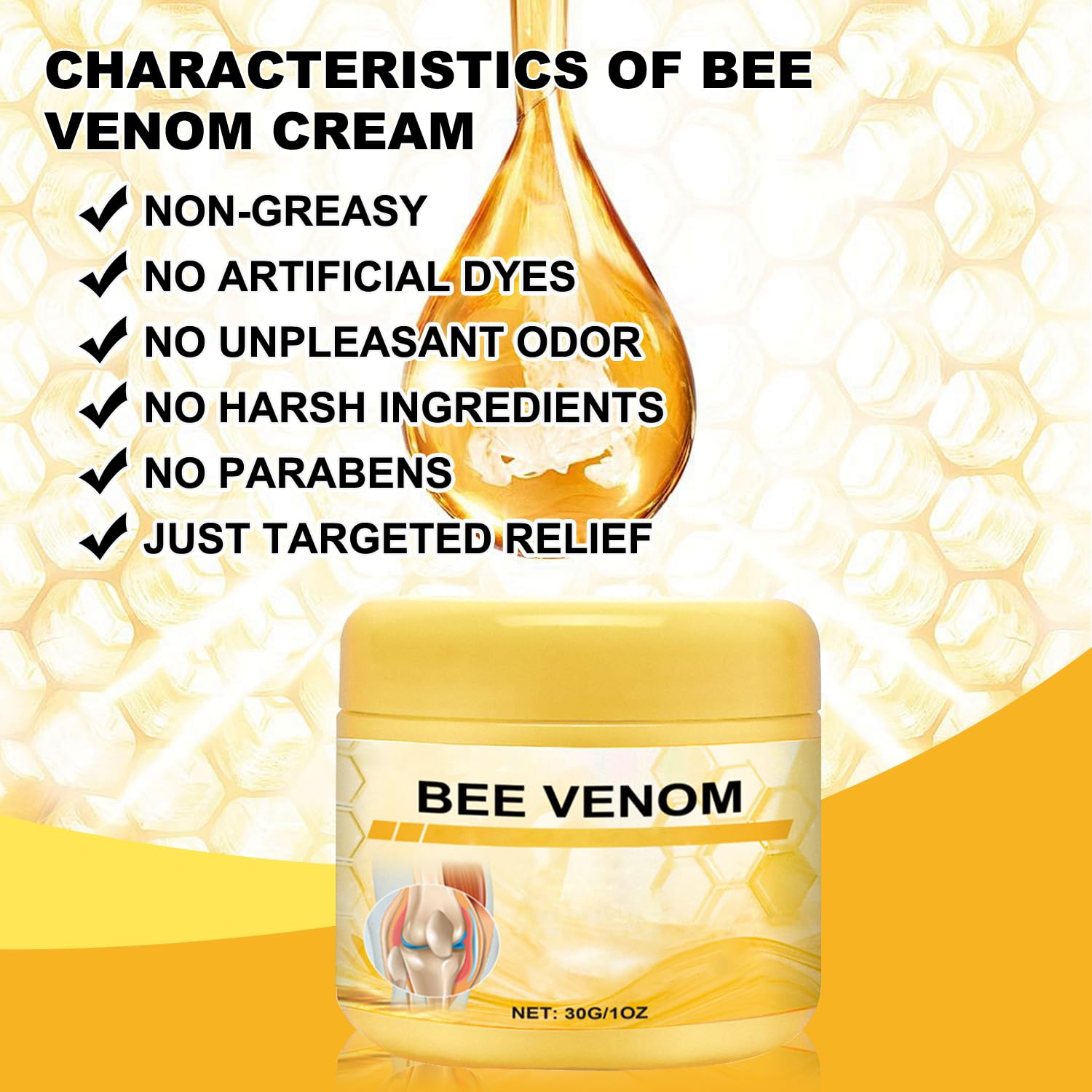 Botou 2PCS New Bee Venom Professional Joint Cream, for Neck, Waist, Back, Hands, Feet and Legs Advanced Bee Propolis Joint Cream, yellow Botou buy supplements canada