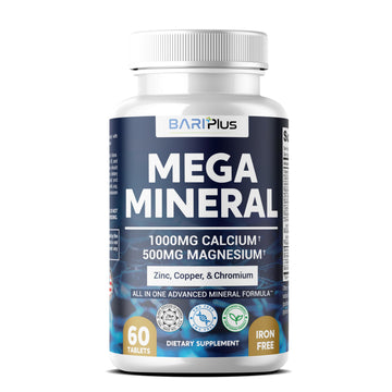 Mega Mineral – Complete Complex with Vitamin D, Calcium, Magnesium, Zinc, Potassium, Boron, Selenium, Chromium & Trace Minerals – Iron-Free – USA Made – 60 Tablets BARIPLUS buy supplements canada
