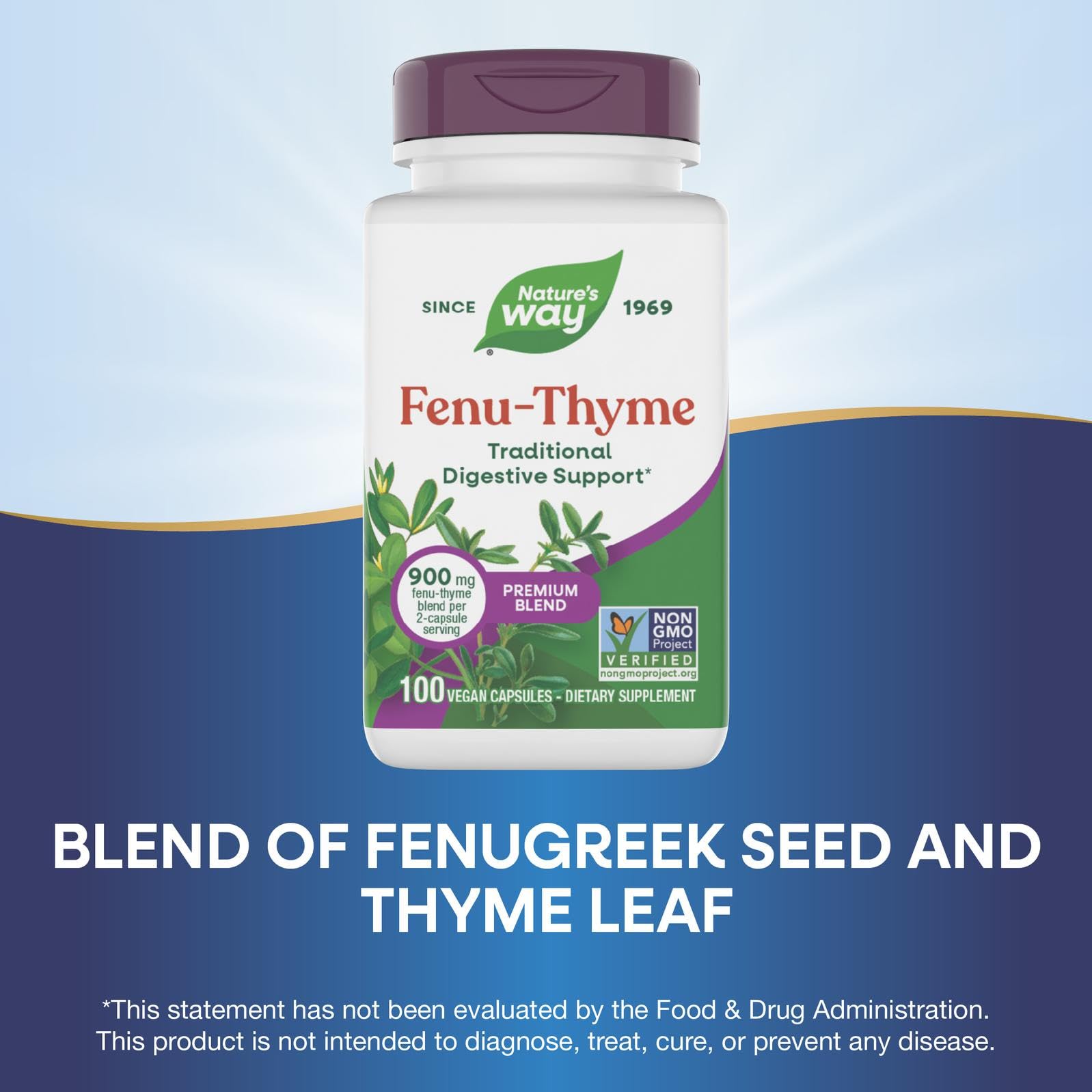 Nature's Way Fenu-Thyme - Traditional Digestive Support Blend* - 900 mg of Thyme & Fenugreek per 2-Capsule Serving - Non-GMO Project Verified & Dairy Free - 100 Vegan Capsules Nature's Way buy supplements canada
