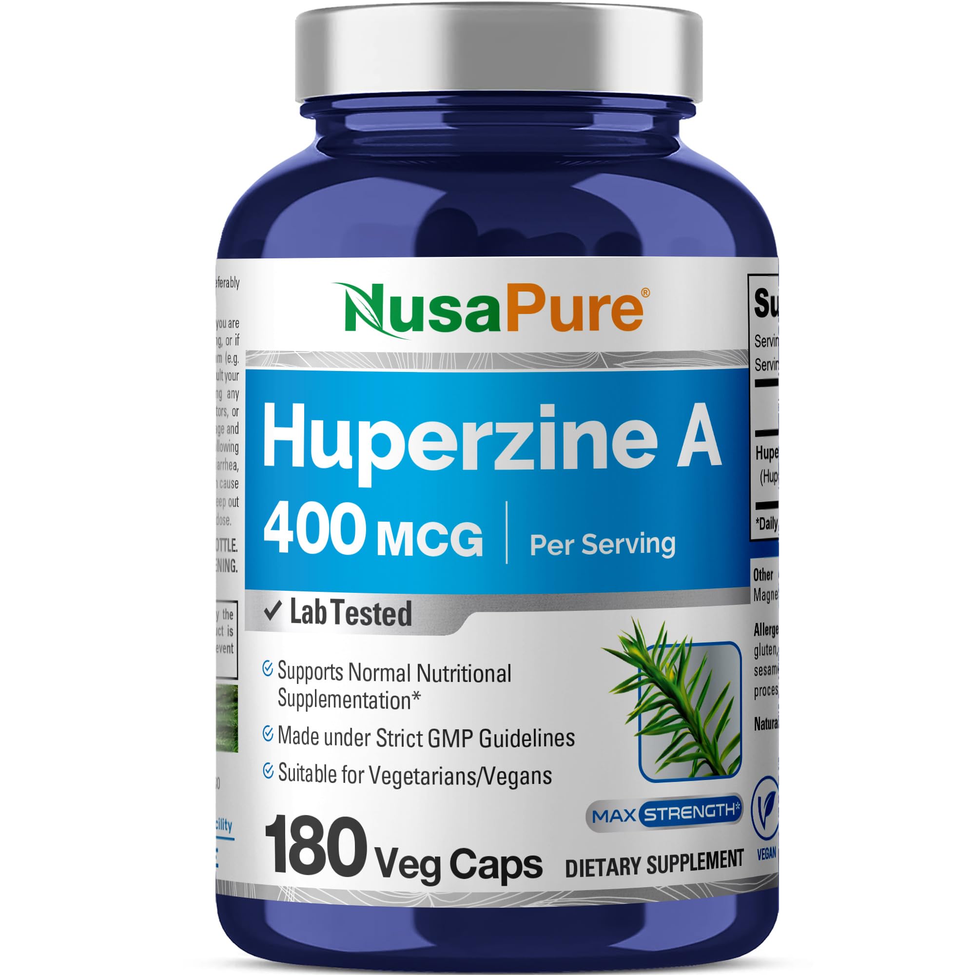 NusaPure Huperzine A 400mcg 180 Veggie Capsules (Vegetarian, Non-GMO, Vegan) NusaPure buy supplements canada
