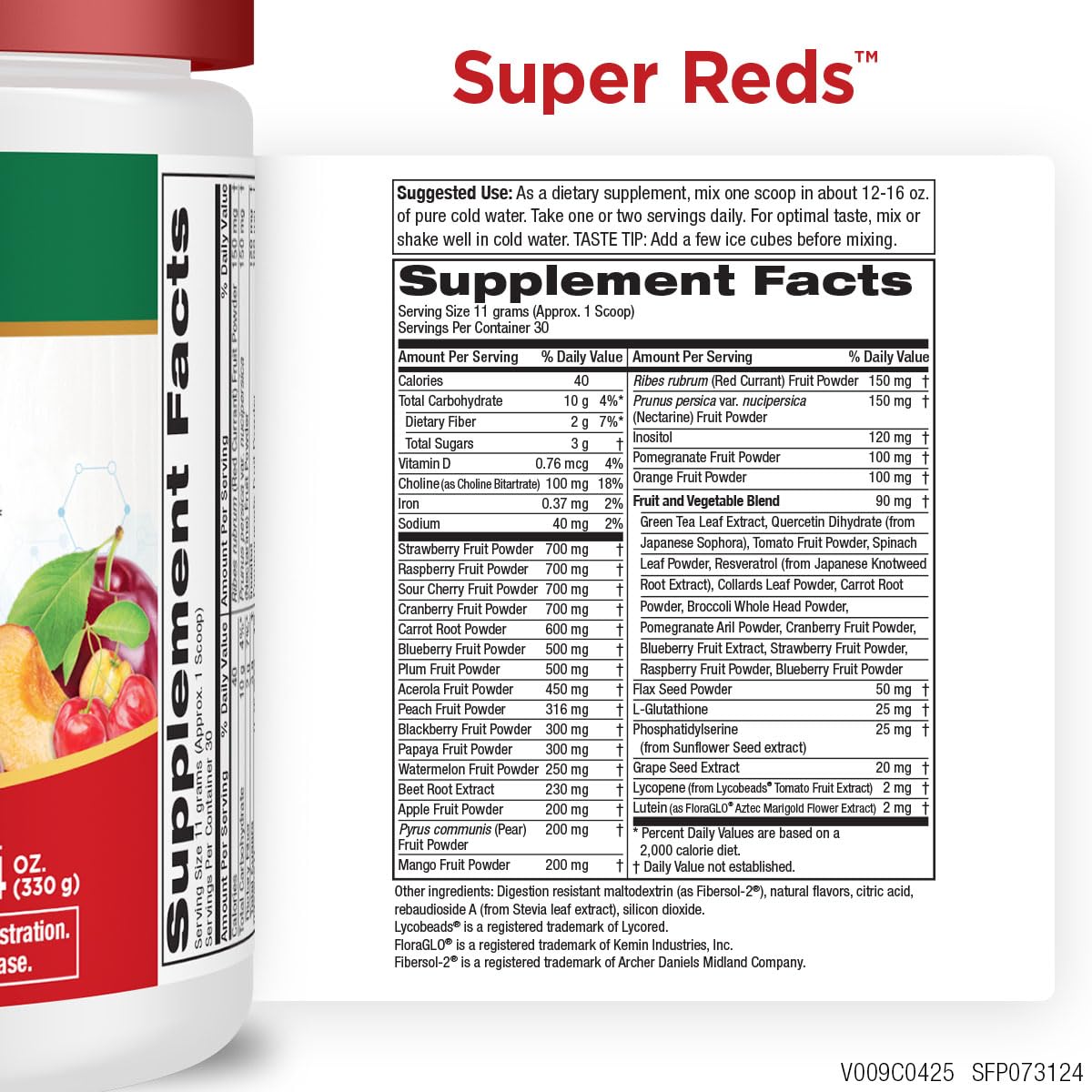 Purity Products Super Reds Powder Phytonutrient Superfood Drink Mix w/FloraGLO Lutein - Phytonutrient Blend containing Polyphenols, Antioxidants & More - 330 Grams - 30 Day Supply Purity Products buy supplements canada