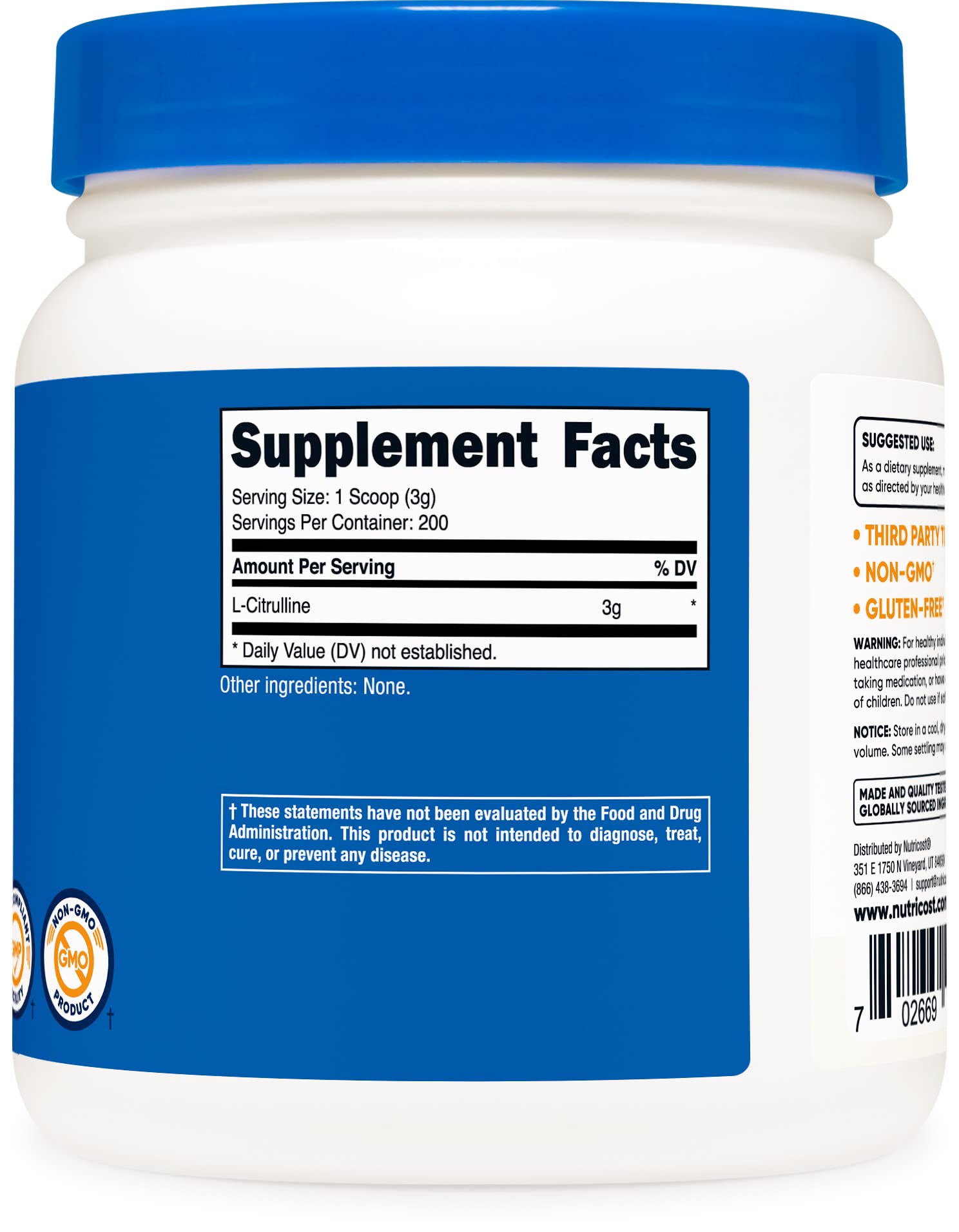 Nutricost Pure L-Citrulline (Base) Powder (600 Grams) Nutricost buy supplements canada