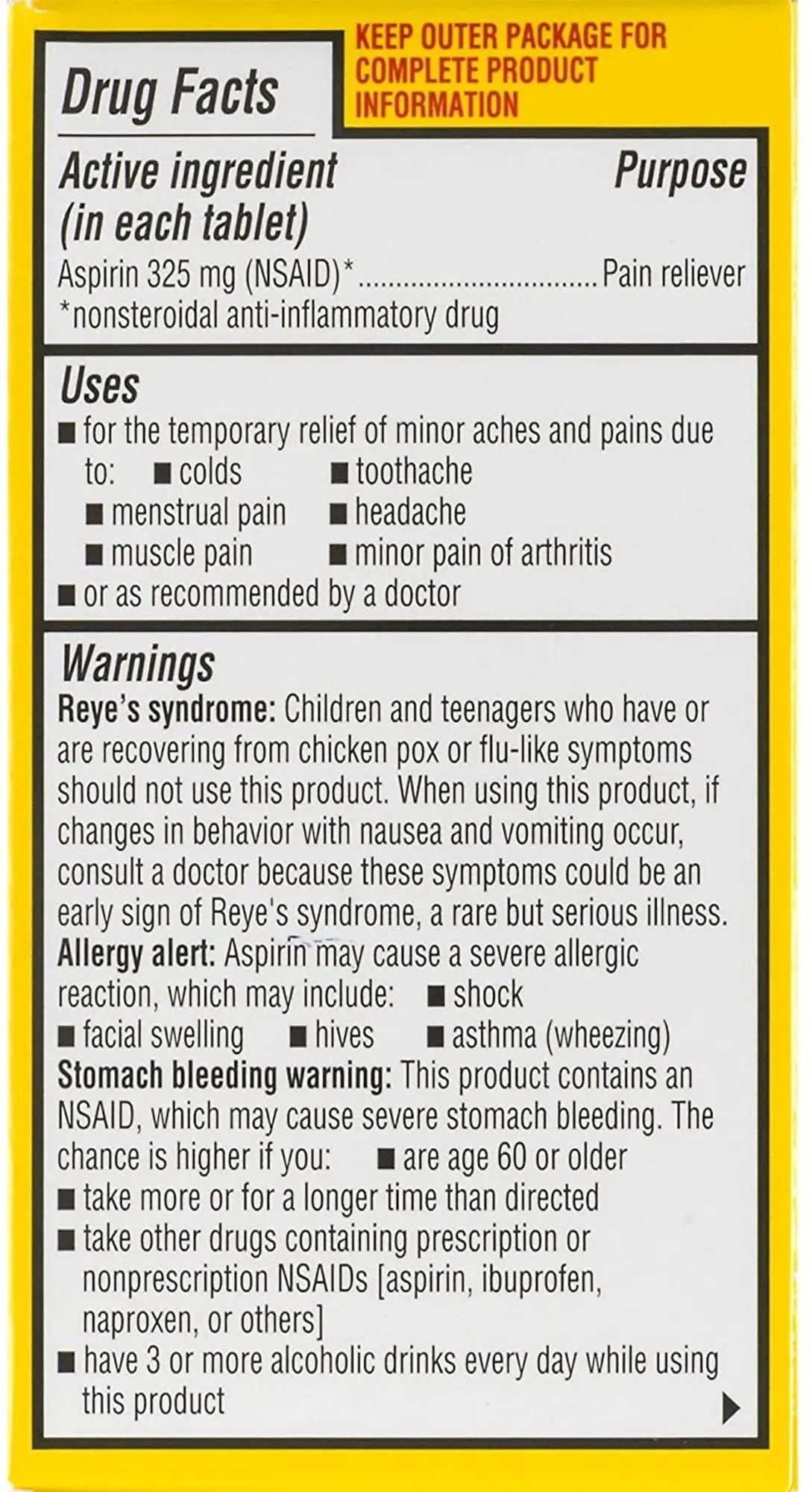 Ecotrin Regular Strength 325mg Aspirin Safetey Coated Tablets, Arthritis, Toothache & Headache Relief Designed to Protect the Stomach, 125 Count Ecotrin buy supplements canada