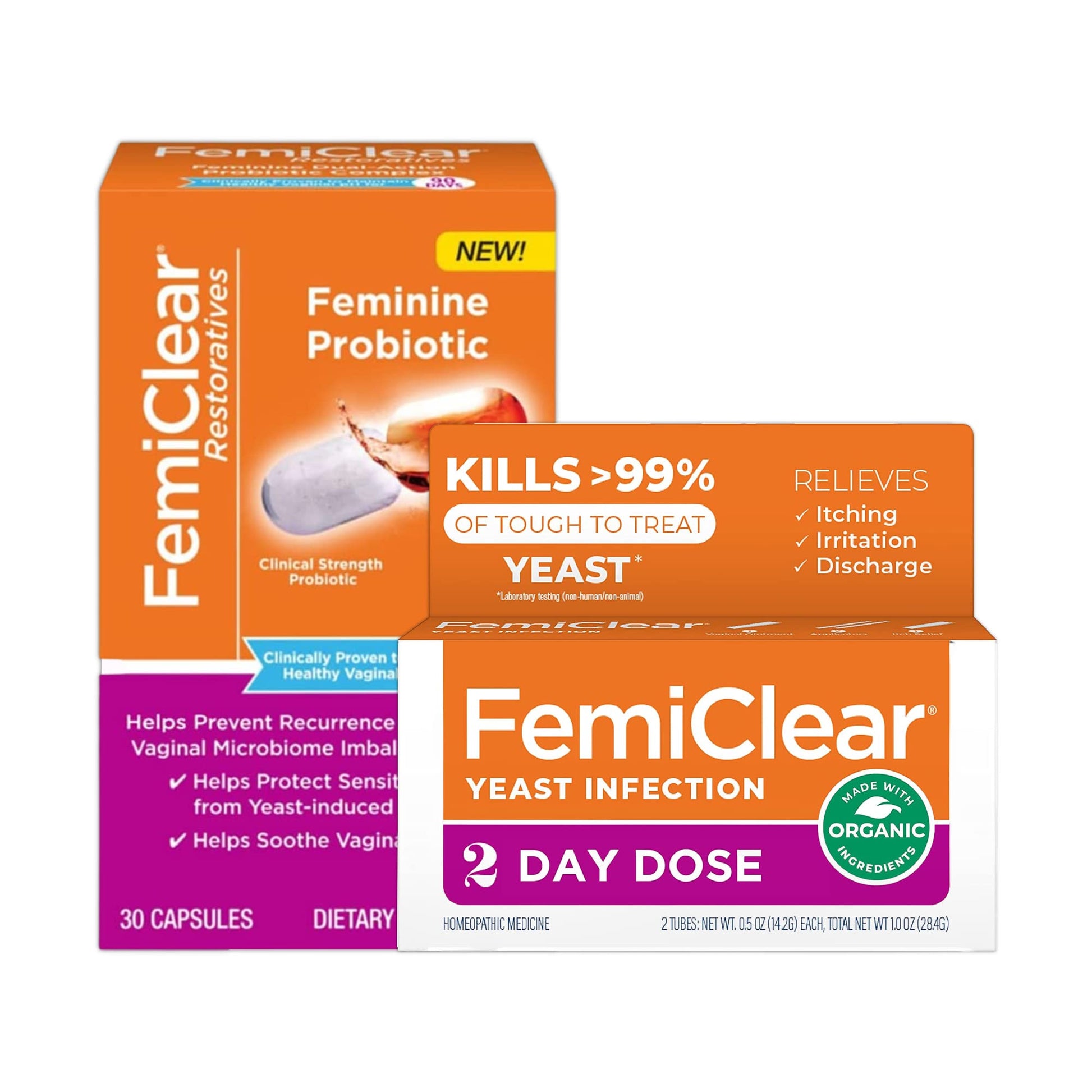 FemiClear 2-Day Dose Yeast Infection & Daily Dual-Action Probiotic, Natural Ingredients FemiClear buy supplements canada