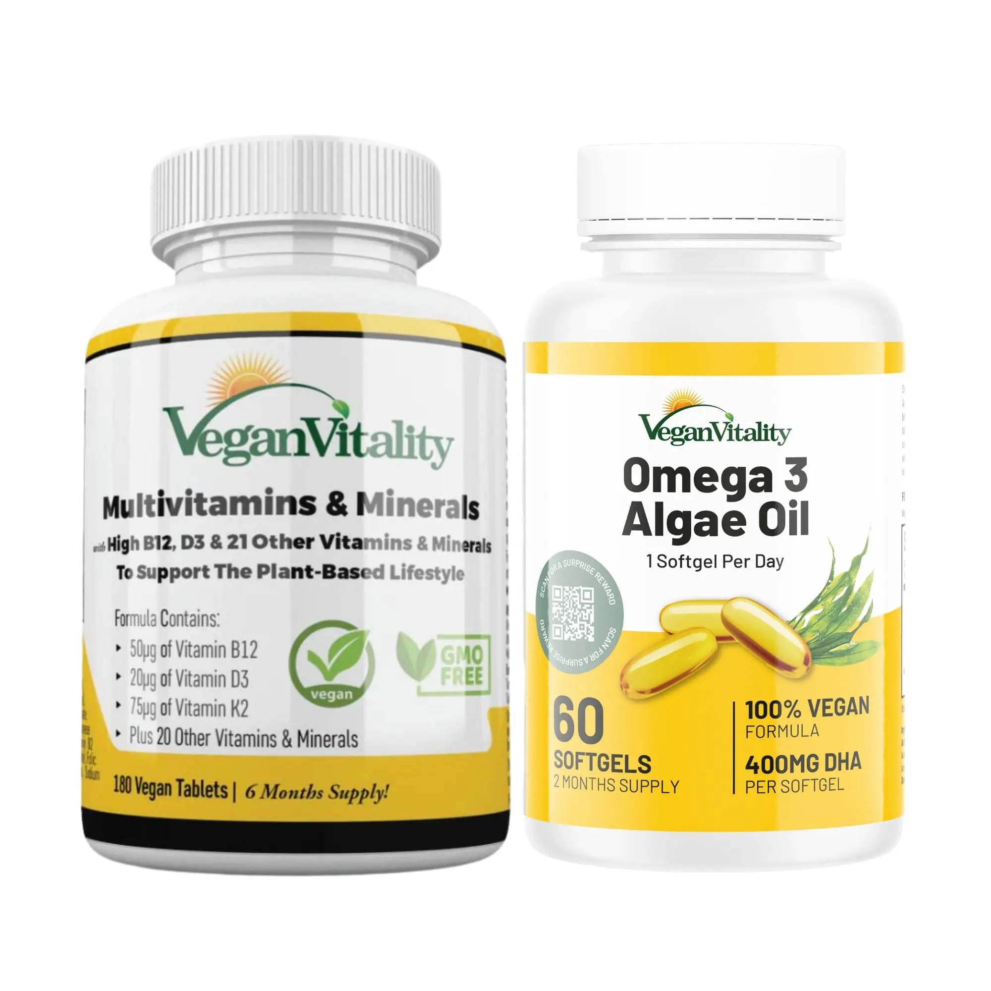 Vegan Vitality Immunity Booster Bundle 6 Months - Vegan Multivitamins and Vegan Omega 3 Algae Oil. High Strength Plant Based Formula for Immunity Vegan Vitality buy supplements canada