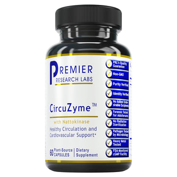 Premier Research Labs CircuZyme - Blood Circulation Supplements Supporting Blood Flow & Vascular Support Featuring Diosmin, Cayenne & Nattokinase, for Men and Women - 60 Vegetarian Capsules Premier Research Labs buy supplements canada