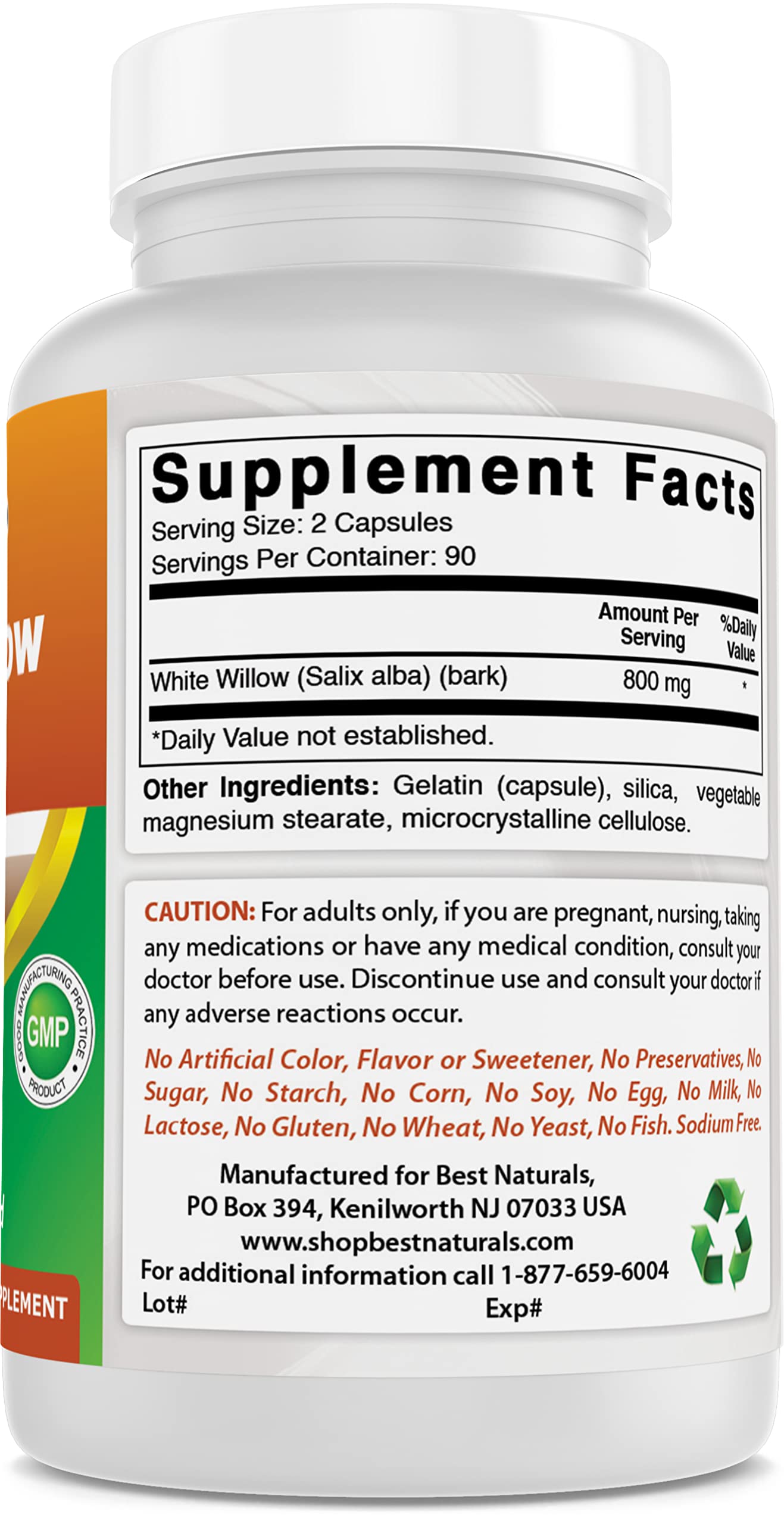 Best Naturals White Willow Bark 400 mg 180 Capsules (180 Count (Pack of 2)) Best Naturals buy supplements canada