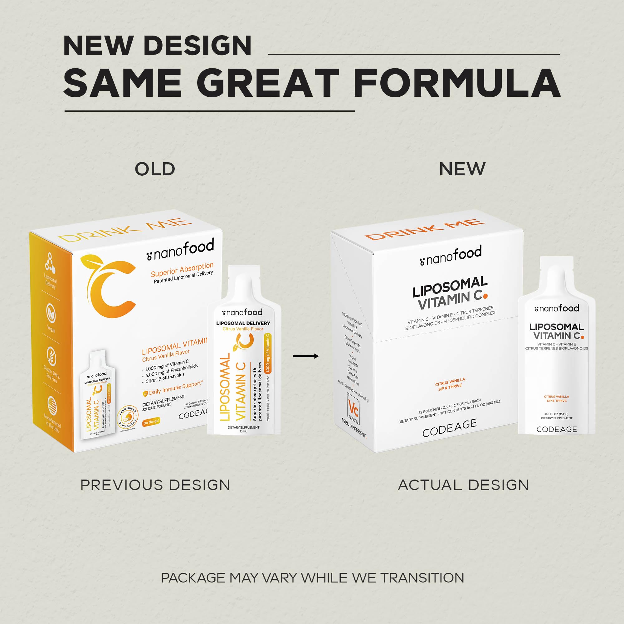 Codeage Liposomal Vitamin C Liquid 1000mg Vitamin C, 4000mg Essential Phospholipids, Supplement For Daily Immune Support, Liposomes For Absorption, Citrus Bioflavonoids, Vitamin E, Non-GMO, 32 Pouches Codeage buy supplements canada