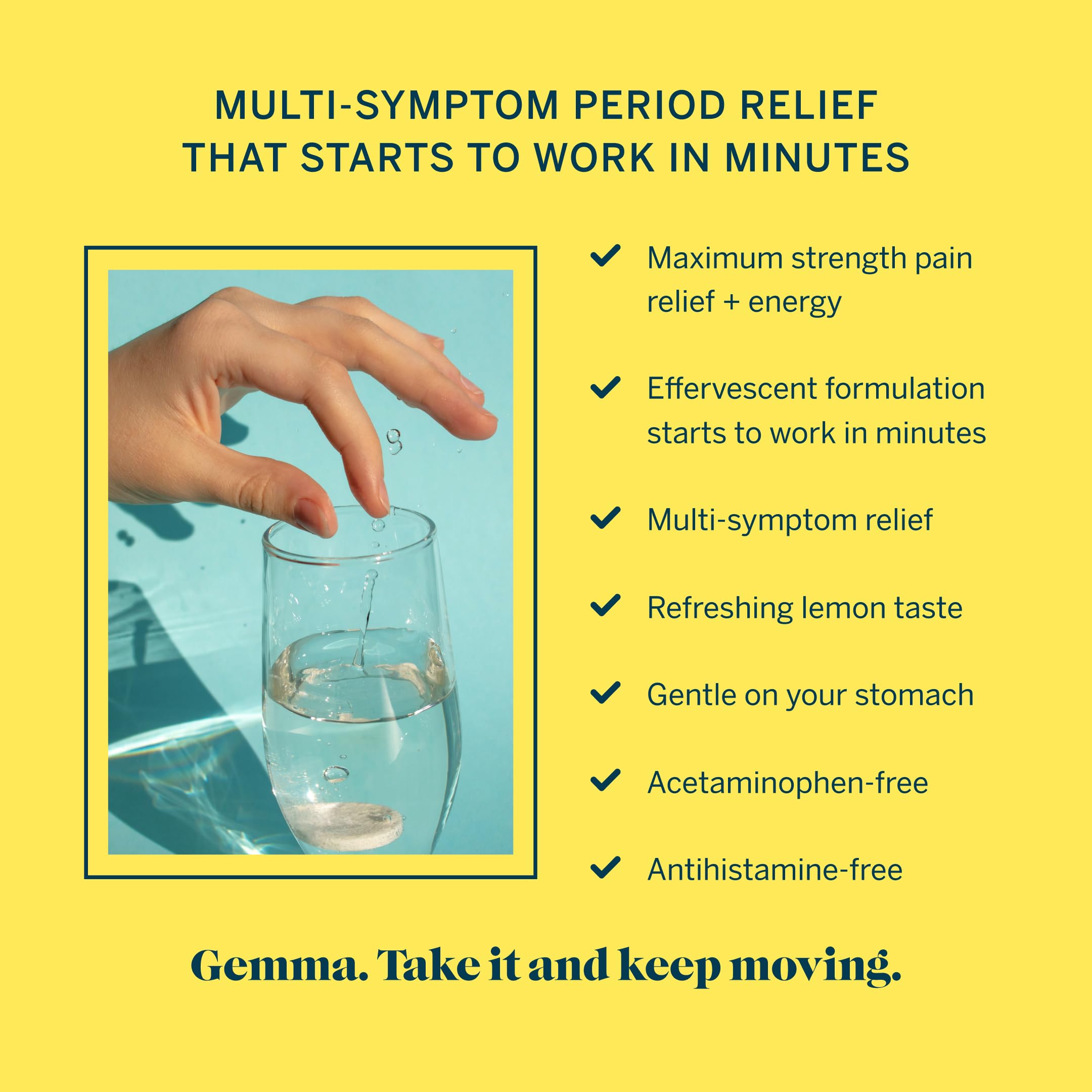 Gemma Cut The Cramp - Fast Menstrual Cramp & Period Pain Relief - Multi-Symptom Formula Treats Menstrual Cramps, Fatigue, Bloating, Headache in 15 Minutes Gemma buy supplements canada