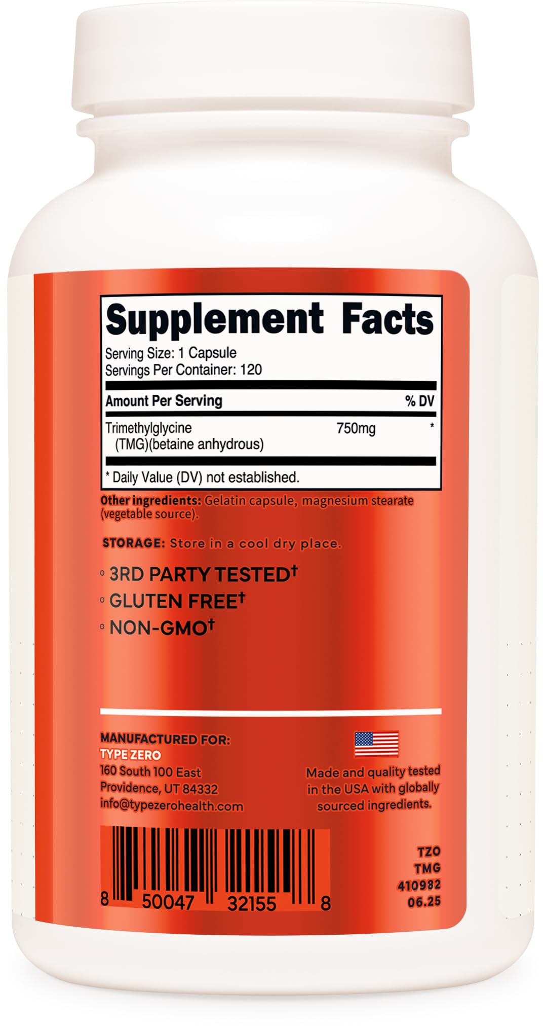 Type Zero Clean TMG Trimethylglycine Capsules (120 Servings) - Non GMO, Gluten Free Type Zero buy supplements canada