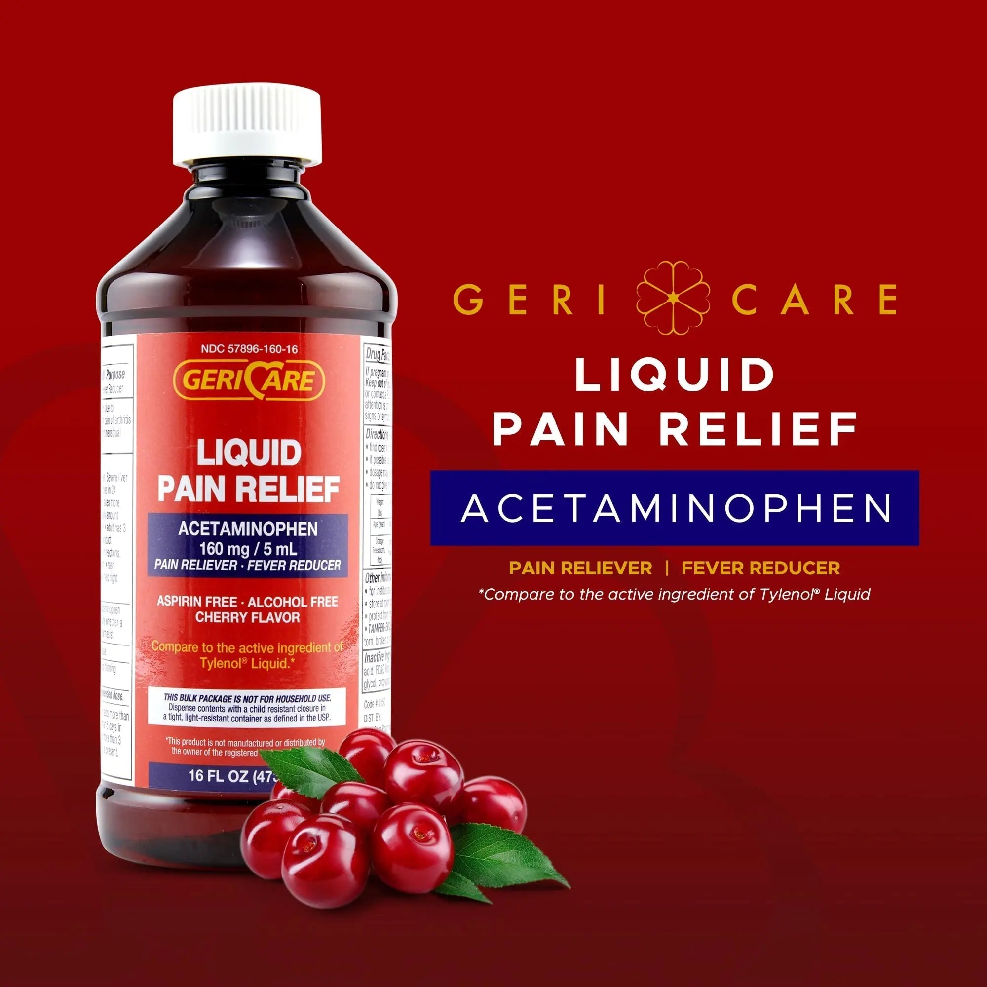 GeriCare Regular Strength Liquid Acetaminophen 160 mg, Pain Reliever, Fever Reducer, Aspirin & Alcohol Free, Cherry Flavored 16 Fl Oz (Pack of 2) GeriCare buy supplements canada