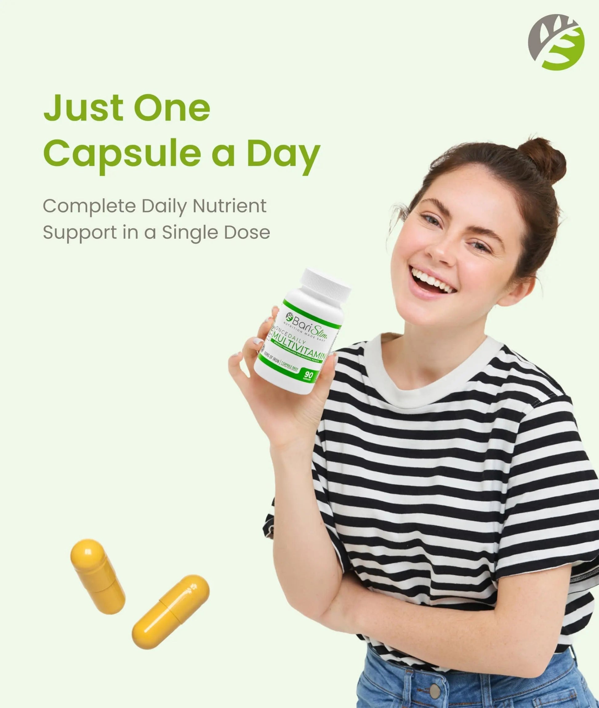 BariSlim Once Daily Bariatric Multivitamin Capsule - 60mg of Iron - Bariatric Vitamin & Supplement for Post WLS Surgery Including Gastric Bypass BariSlim buy supplements canada