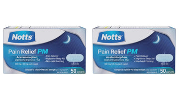 NOTTS PM Extra Strength Pain Relief & Sleep Aid, 500mg Acetaminophen & 25mg Diphenhydramine HCl, 50 Caplets for Nighttime Aches, Headaches & Body Pain, Non-Habit Forming (Pack of 2) NOTTS buy supplements canada