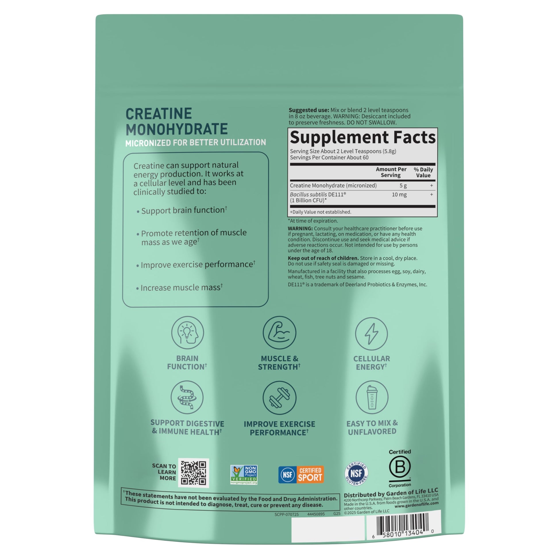 Creatine Monohydrate Powder for Women and Men by Garden of Life, Micronized Pre Workout with Probiotics for Muscle, Strength, Performance, Sport Amino Energy, Garden of Life buy supplements canada