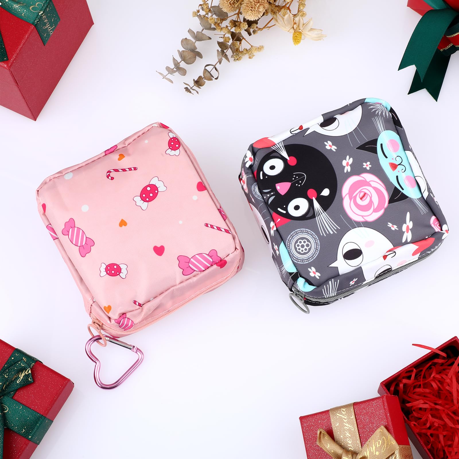 Abeillo 2Pcs Period Bag with Heart Carbiner, Sanitary Pad Storage Bag Samll Period Pouch Abeillo buy supplements canada