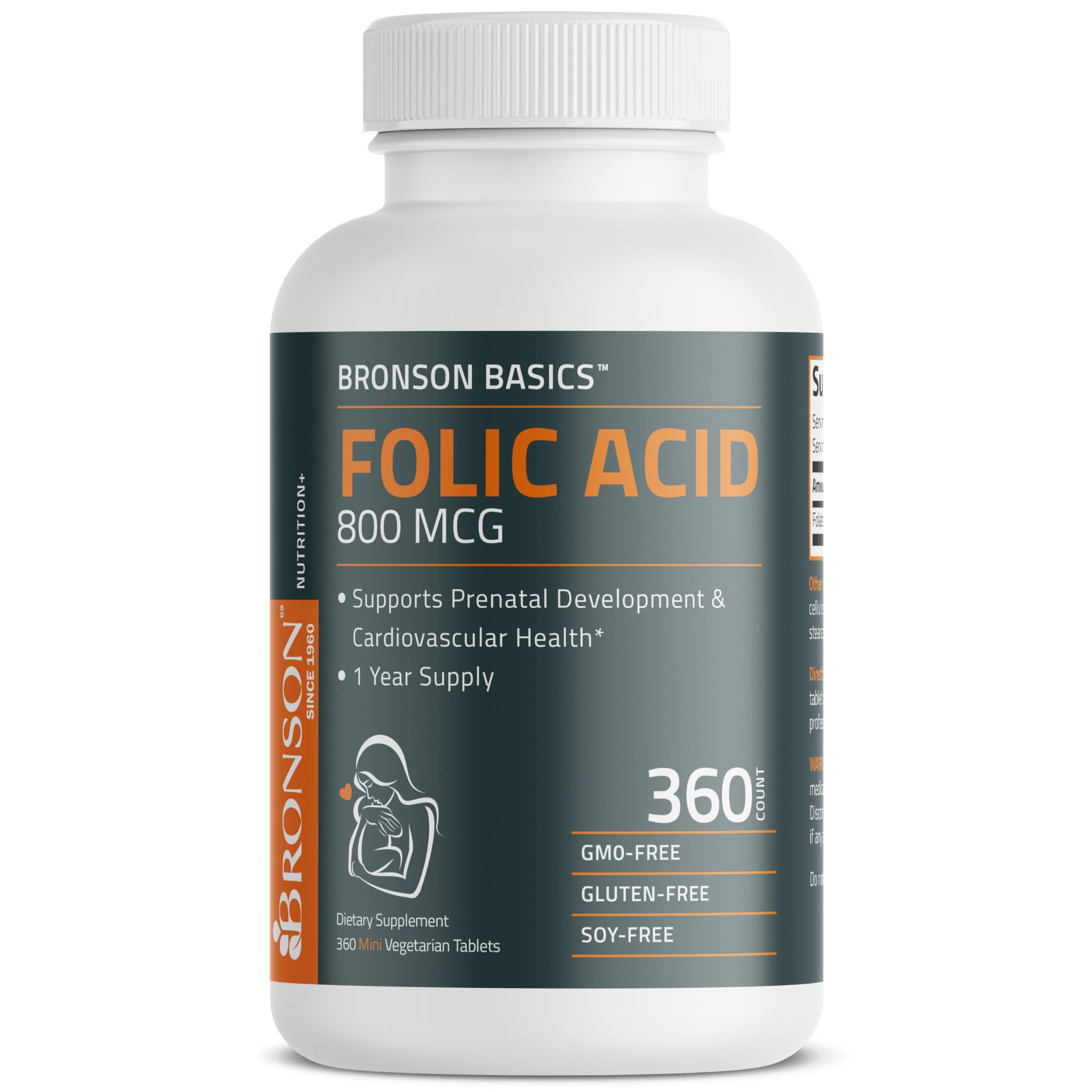 Bronson Folic Acid 800 MCG Supports Prenatal Development, 1 Year Supply, Non-GMO Bronson buy supplements canada