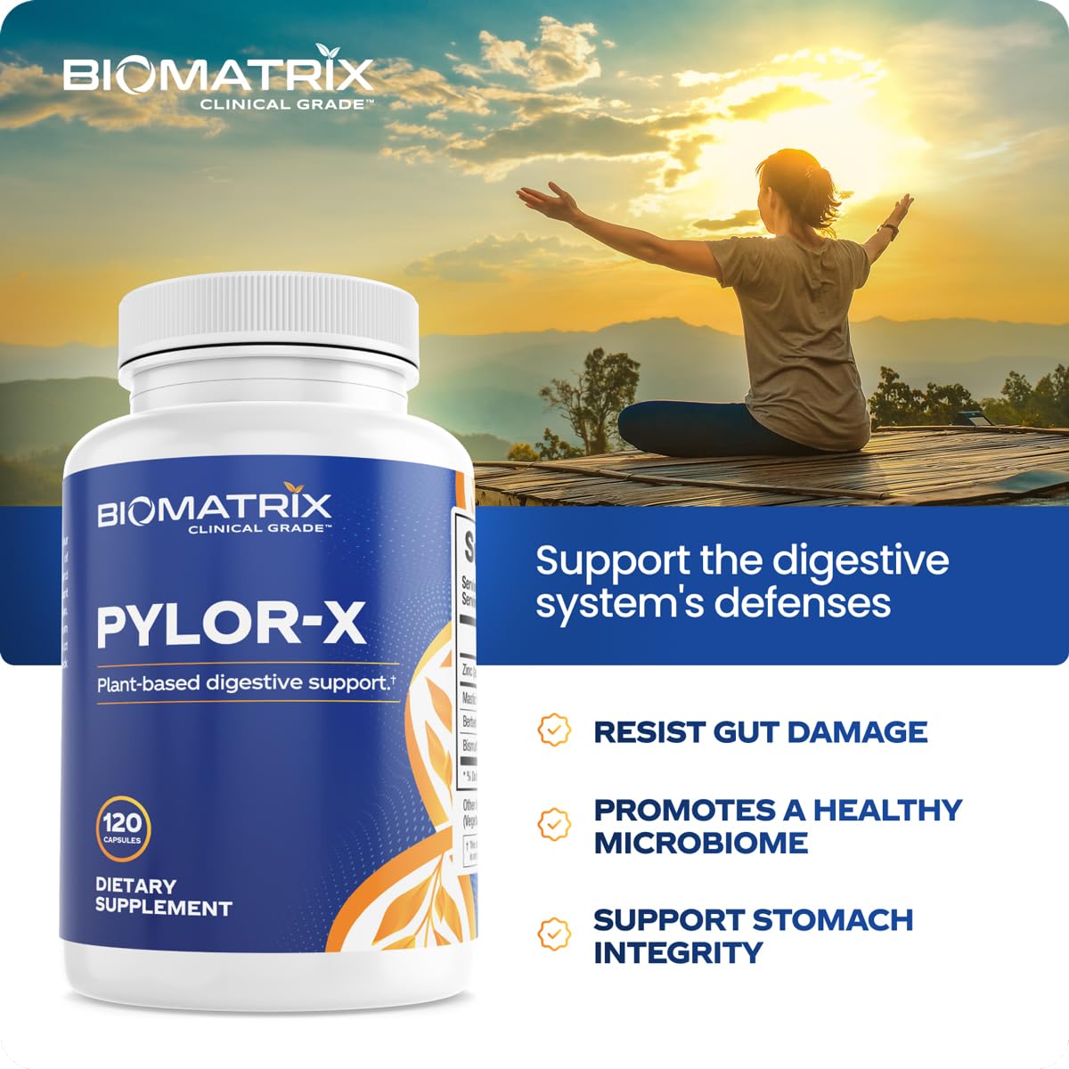 BioMatrix Pylor-X Gut Health Supplement – Mastic Gum, Berberine, Zinc Carnosine & Bismuth Salts for Gastric Support, Digestive Comfort, Stomach Lining Protection - (120 Capsules) 30-60 Day Supply BioMatrix buy supplements canada