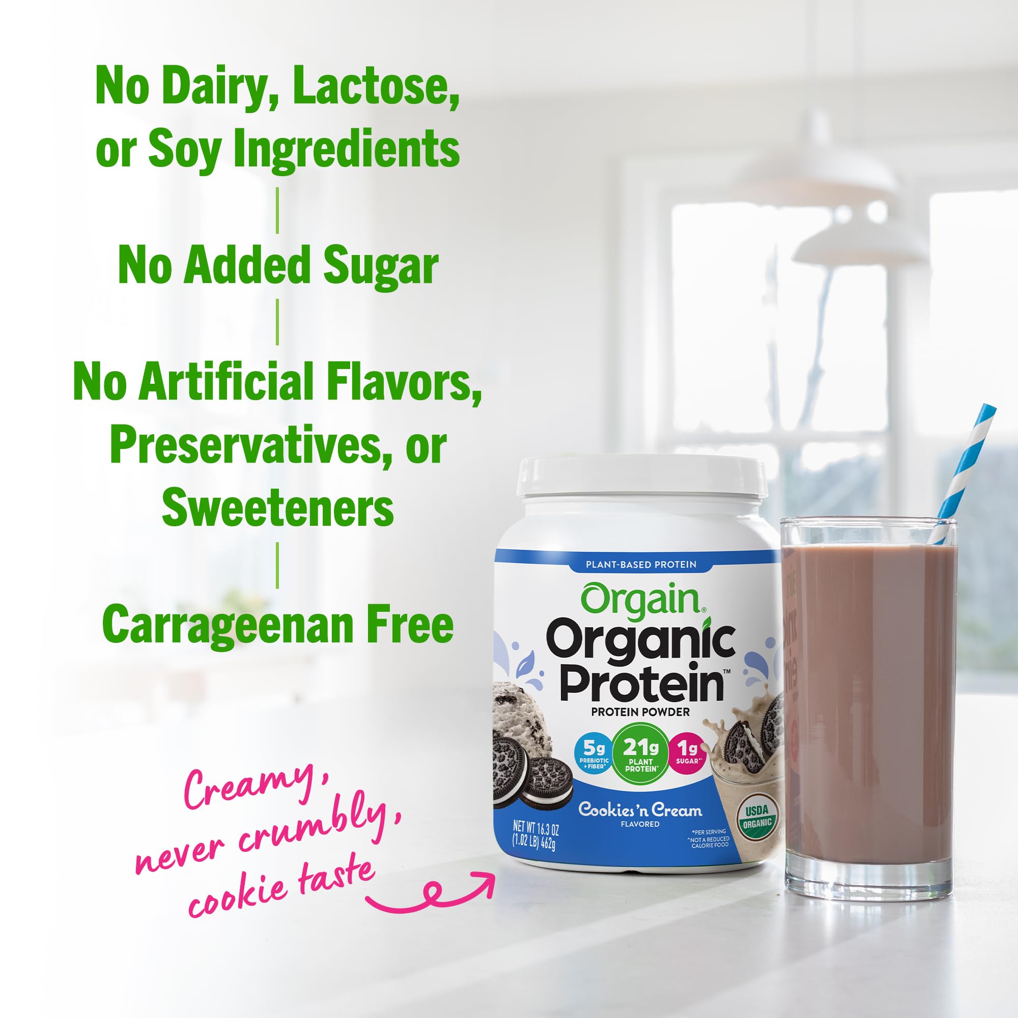 Orgain Organic Vegan Protein Powder, Cookies and Cream - 21g Plant Based Protein Orgain buy supplements canada