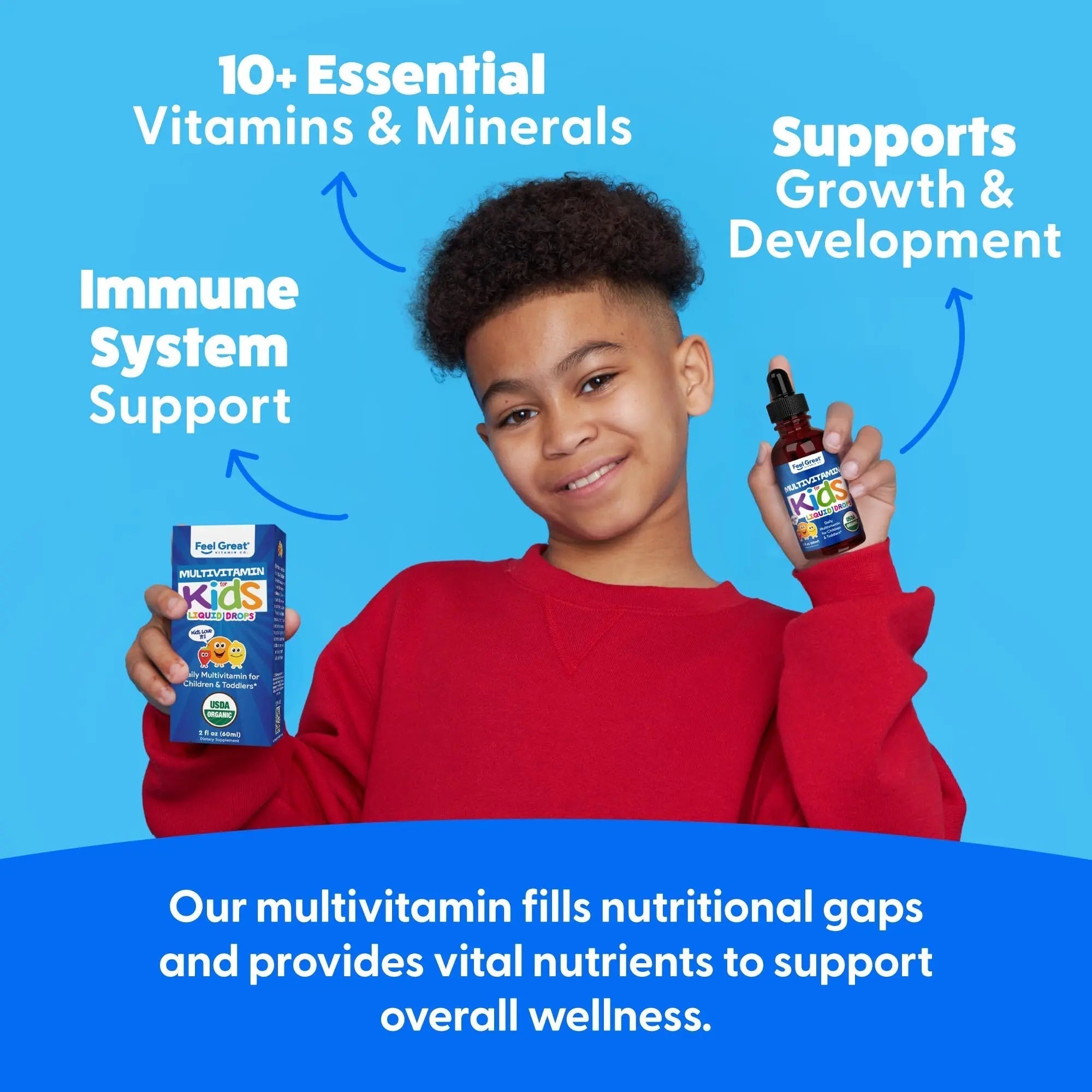 Feel Great Vitamins Organic Multivitamin Liquid Drops for Toddlers & Kids | Daily Essential Nutrients for Healthy Growth | The Feel Great Vitamin Company buy supplements canada