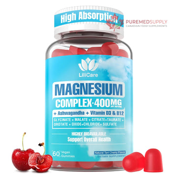 Sugar Free Magnesium Complex for Women, Calm Magnesium Gummies for Adults 400mg, Magnesium Glycinate, Citrate, Malate & More- Magnesium Gummy with Magnesium Ashwagandha, D3, B12 for Relax, Calm, Vegan LILICARE buy supplements canada