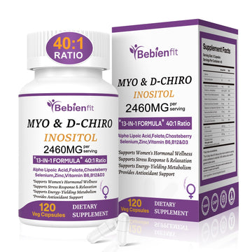 13-in-1 Myo Inositol & D-Chiro Inositol for Women PCOS,Hormonal Balance,2460mg-40:1 Ratio,Ovarian Health&Cycle Support Supplement Plus Alpha Lipoic Acid/Folate/Vitex/Magnesium/Multivitamin,120 Veg Cap Bebien fit buy supplements canada