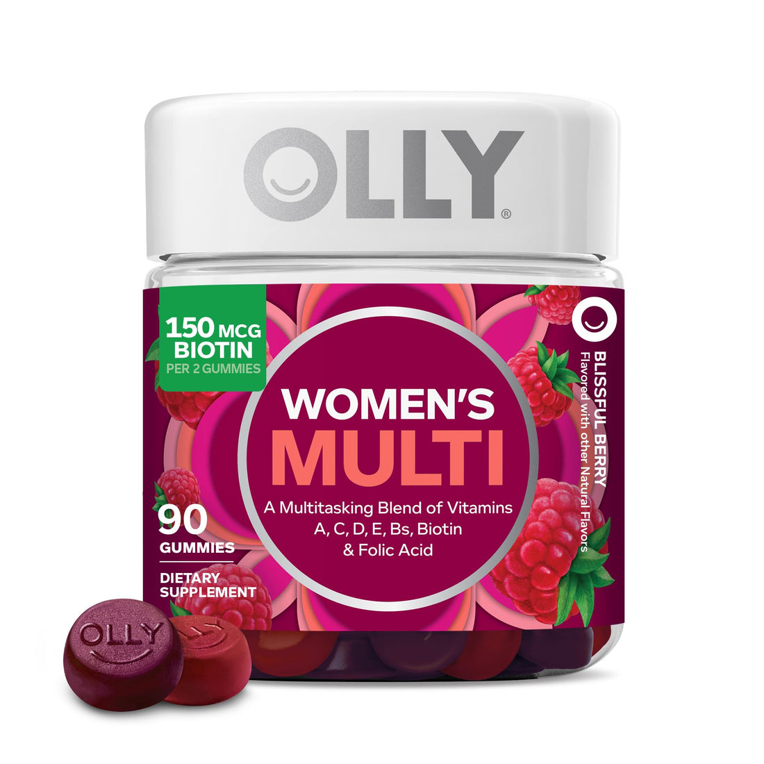 OLLY Women's Multivitamin Gummy, Vitamins A, D, C, E, Biotin, Folic Acid, Adult Chewable Vitamin, Berry Flavor OLLY buy supplements canada