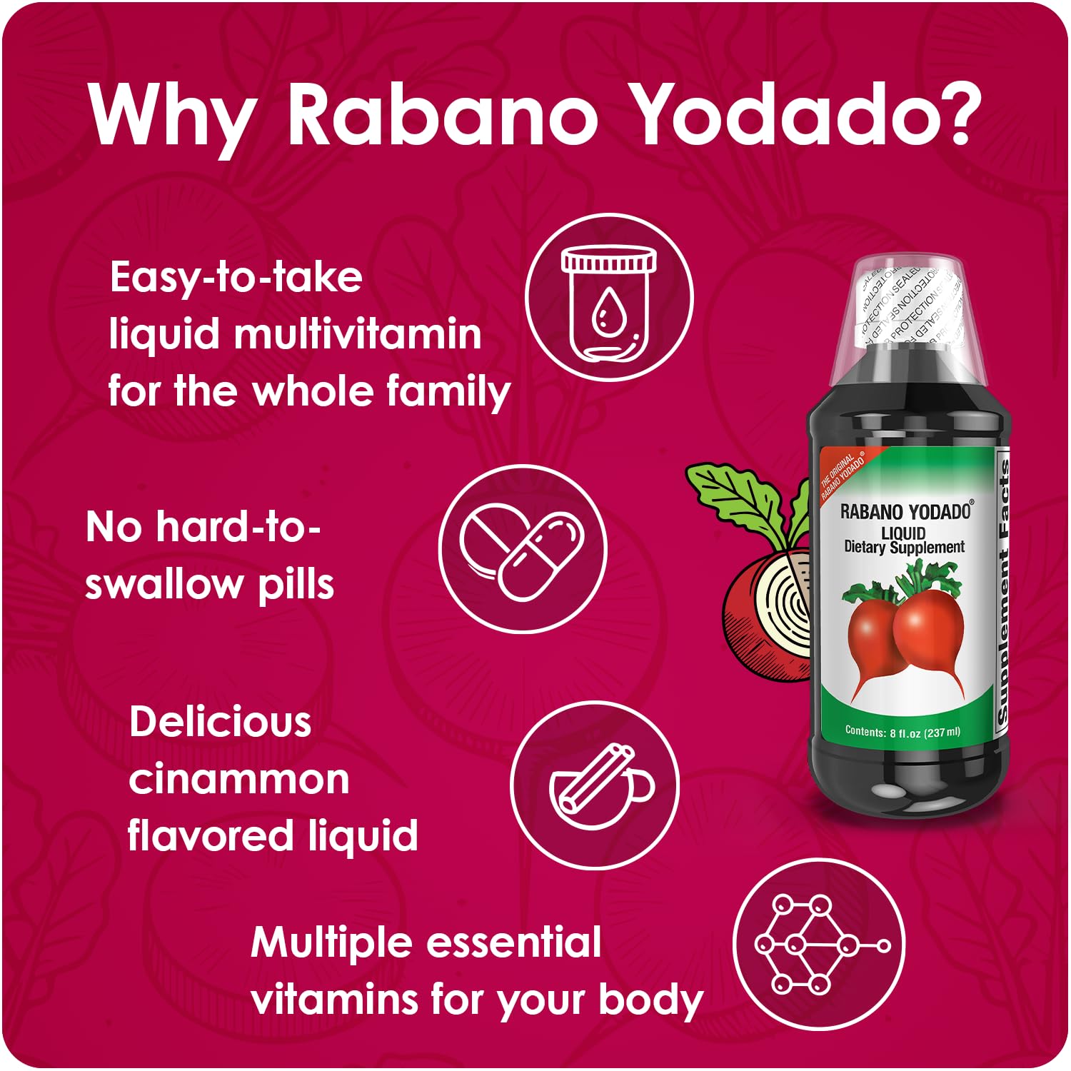 Rabano Yodado Ionized Radish Dietary Liquid Supplement with Iodine, Vitamin B1, B6 & B12, Wellness & Digestive Support, Helps Maintain Natural Energy & Nutrient Balance, 8 Fl Oz, Pack of 1 Rabano Yodado buy supplements canada
